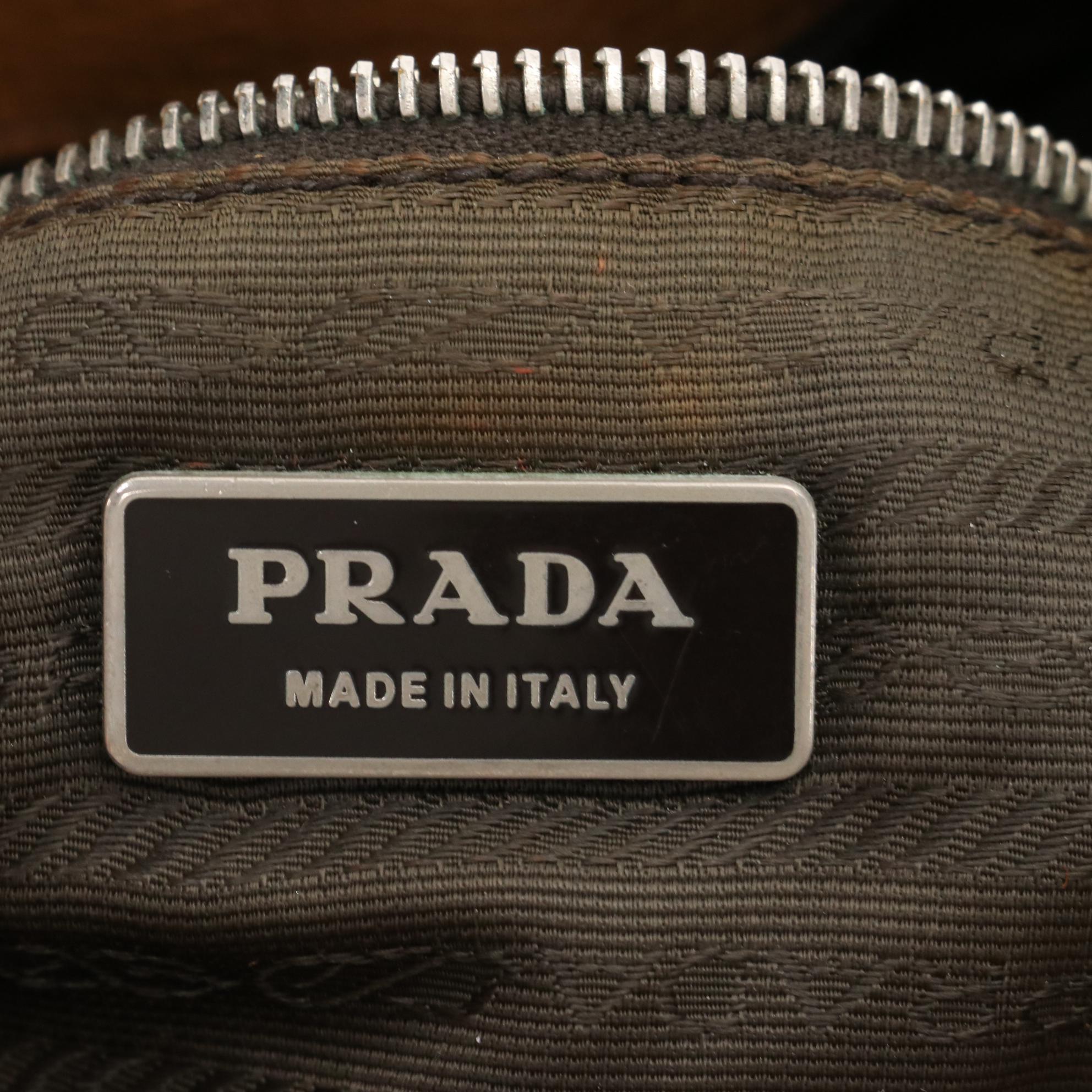 Prada Shoulder Bag in Brown Pebbled Leather with Oversized Clasp Hardware