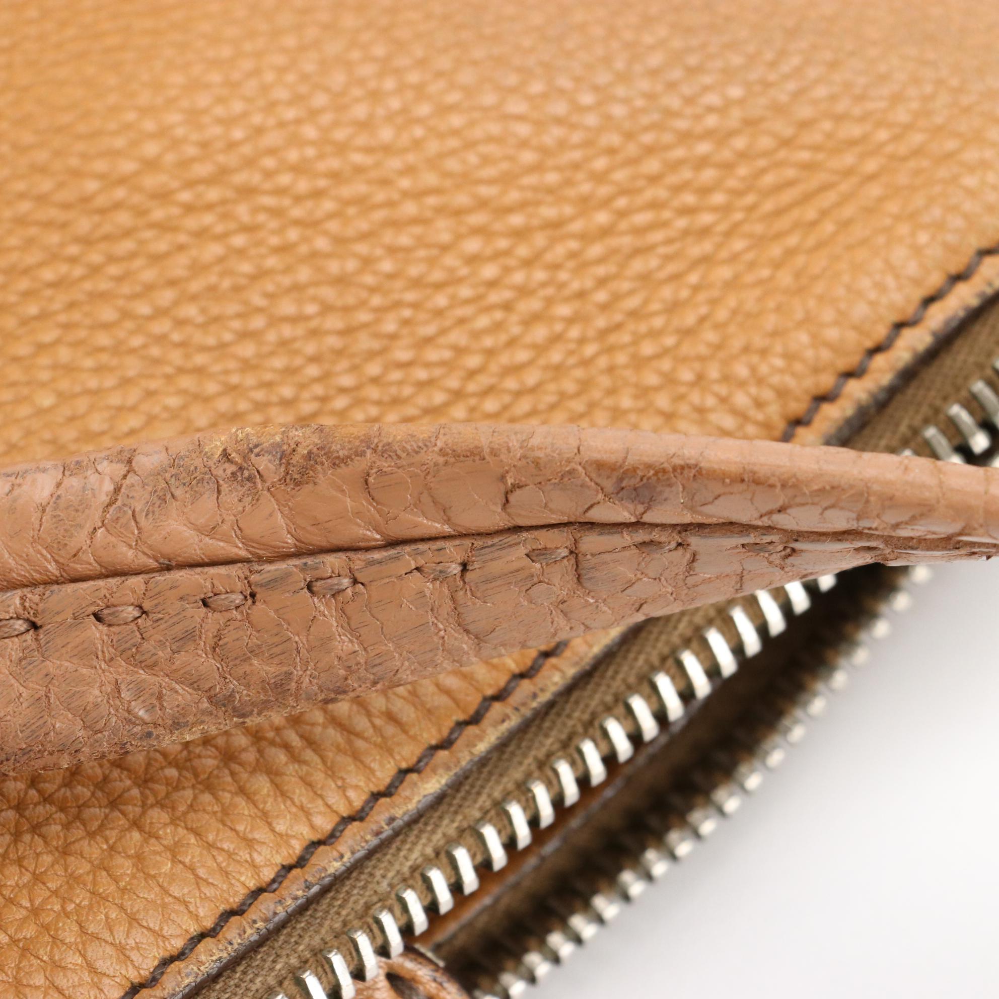 Prada Shoulder Bag in Brown Pebbled Leather with Oversized Clasp Hardware