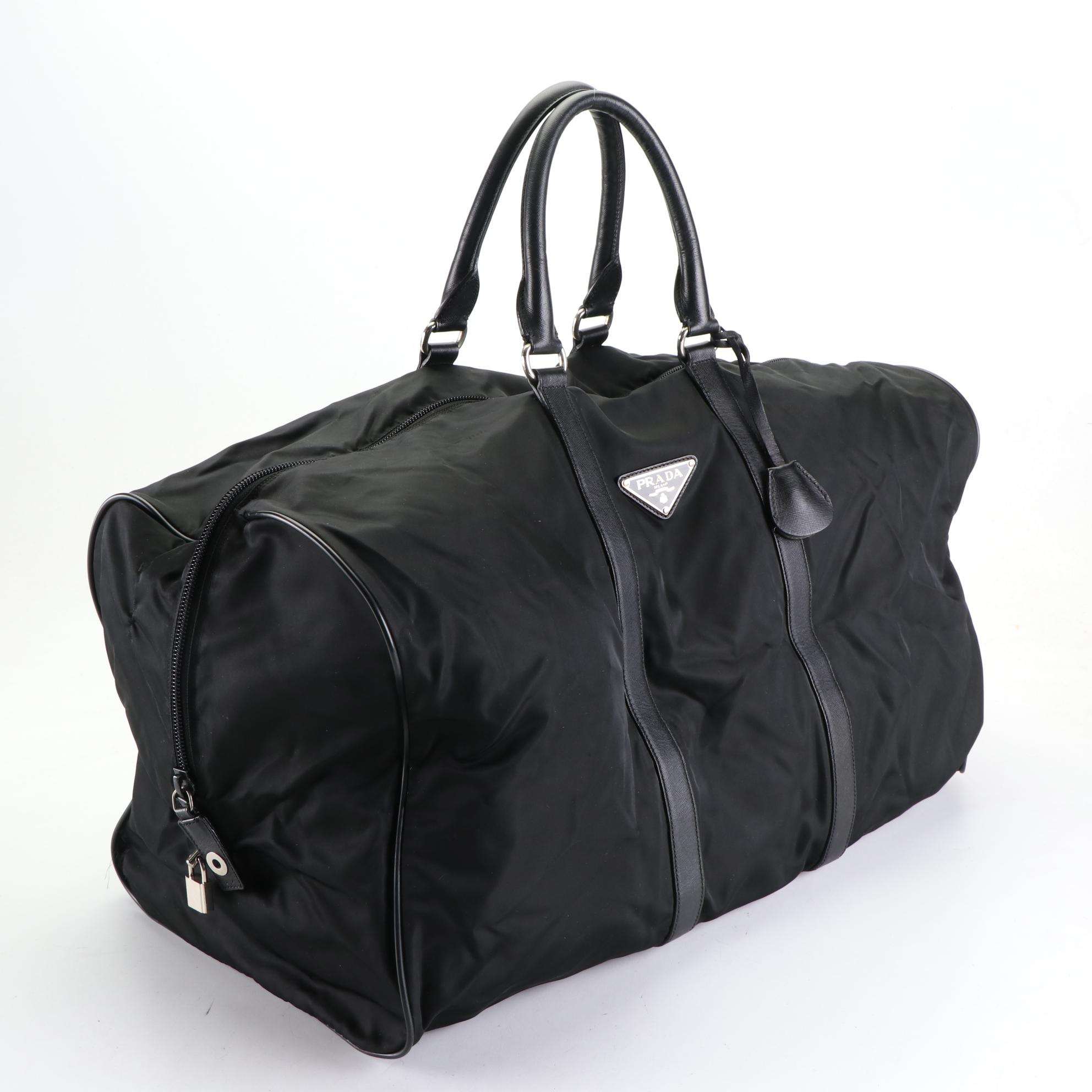 Prada Duffle Bag in Tessuto Nylon and Saffiano Leather