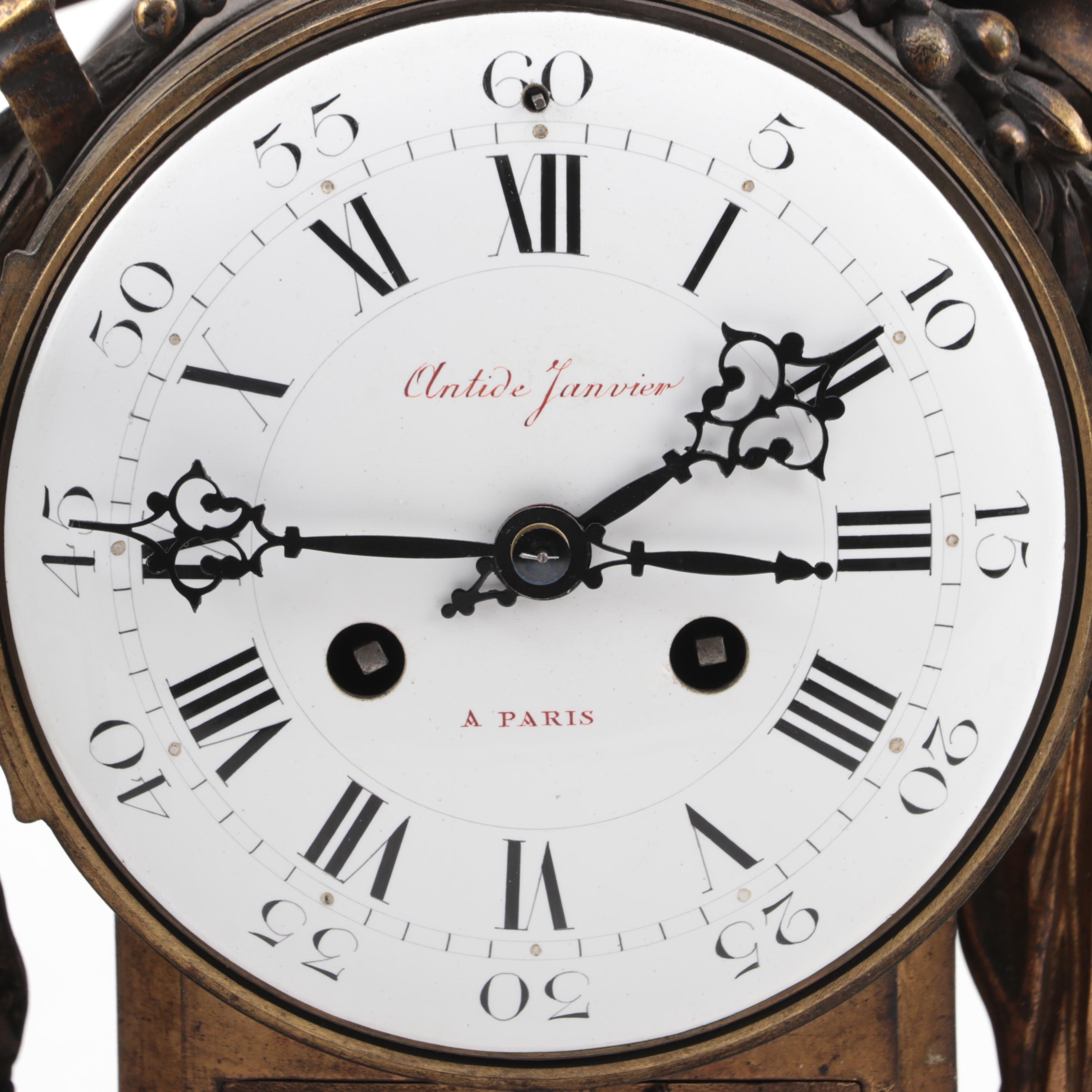 Antide Janvier French Empire Gilt Brass and Marble Mantel Clock, 19th C.