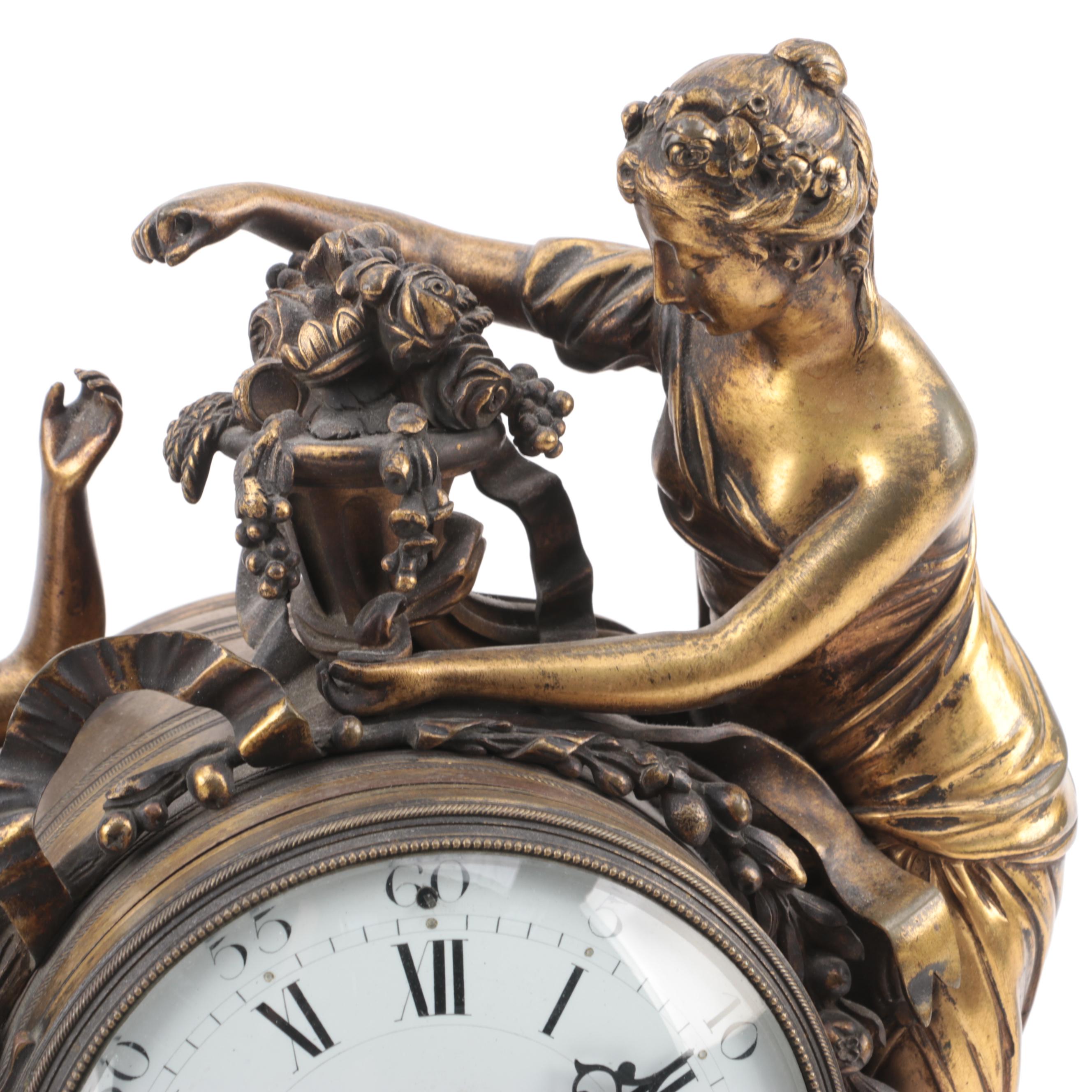 Antide Janvier French Empire Gilt Brass and Marble Mantel Clock, 19th C.
