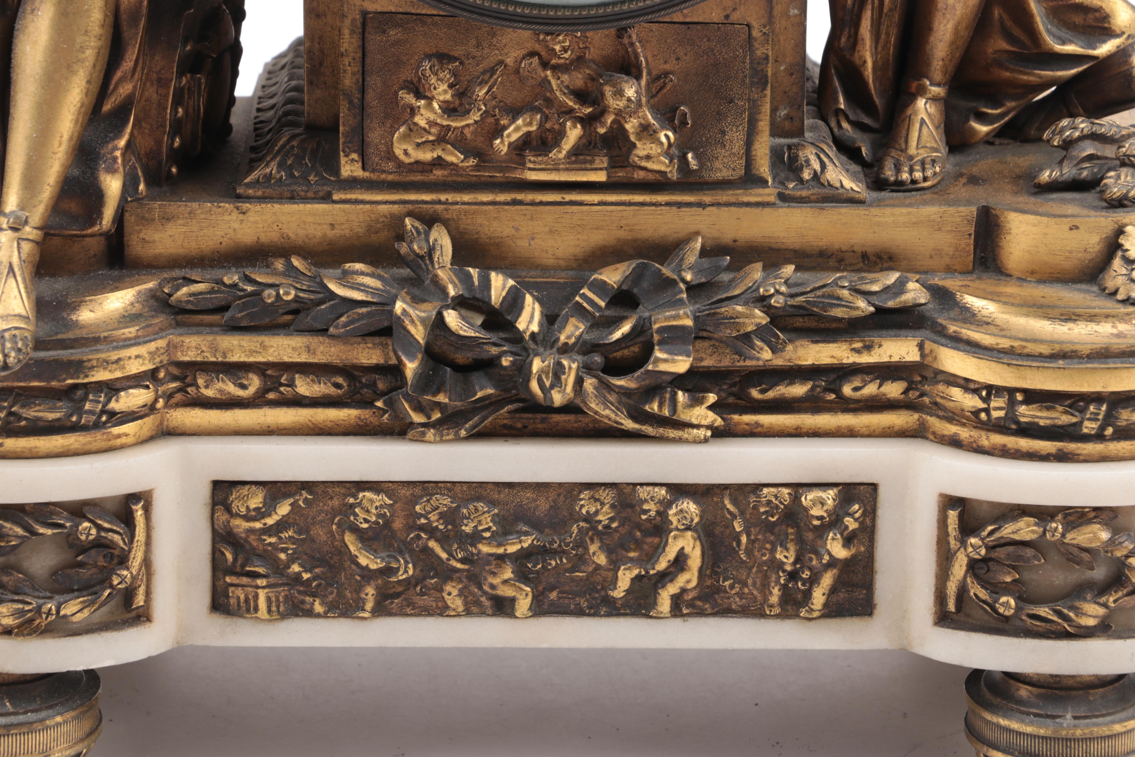 Antide Janvier French Empire Gilt Brass and Marble Mantel Clock, 19th C.