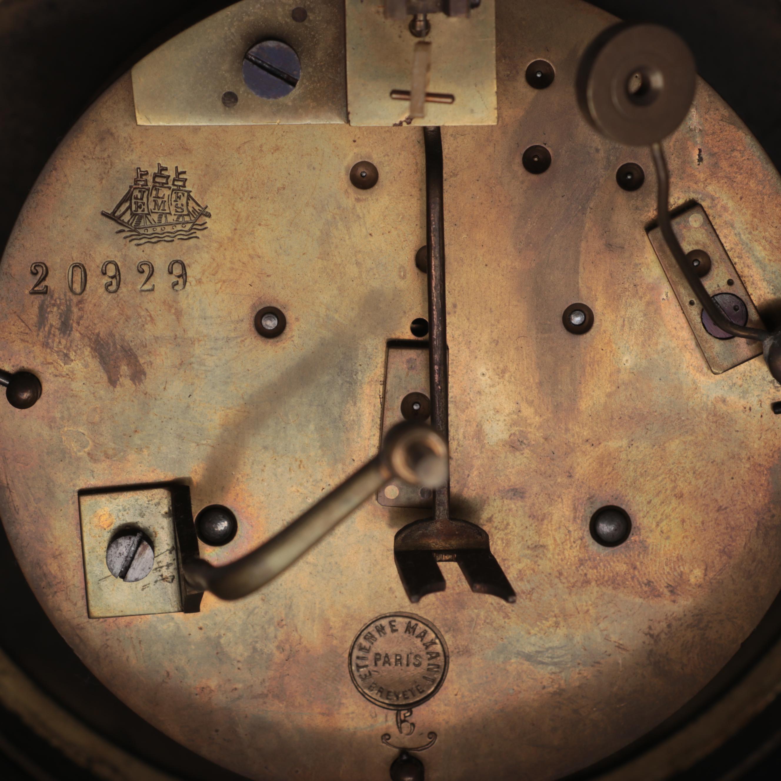 Antide Janvier French Empire Gilt Brass and Marble Mantel Clock, 19th C.
