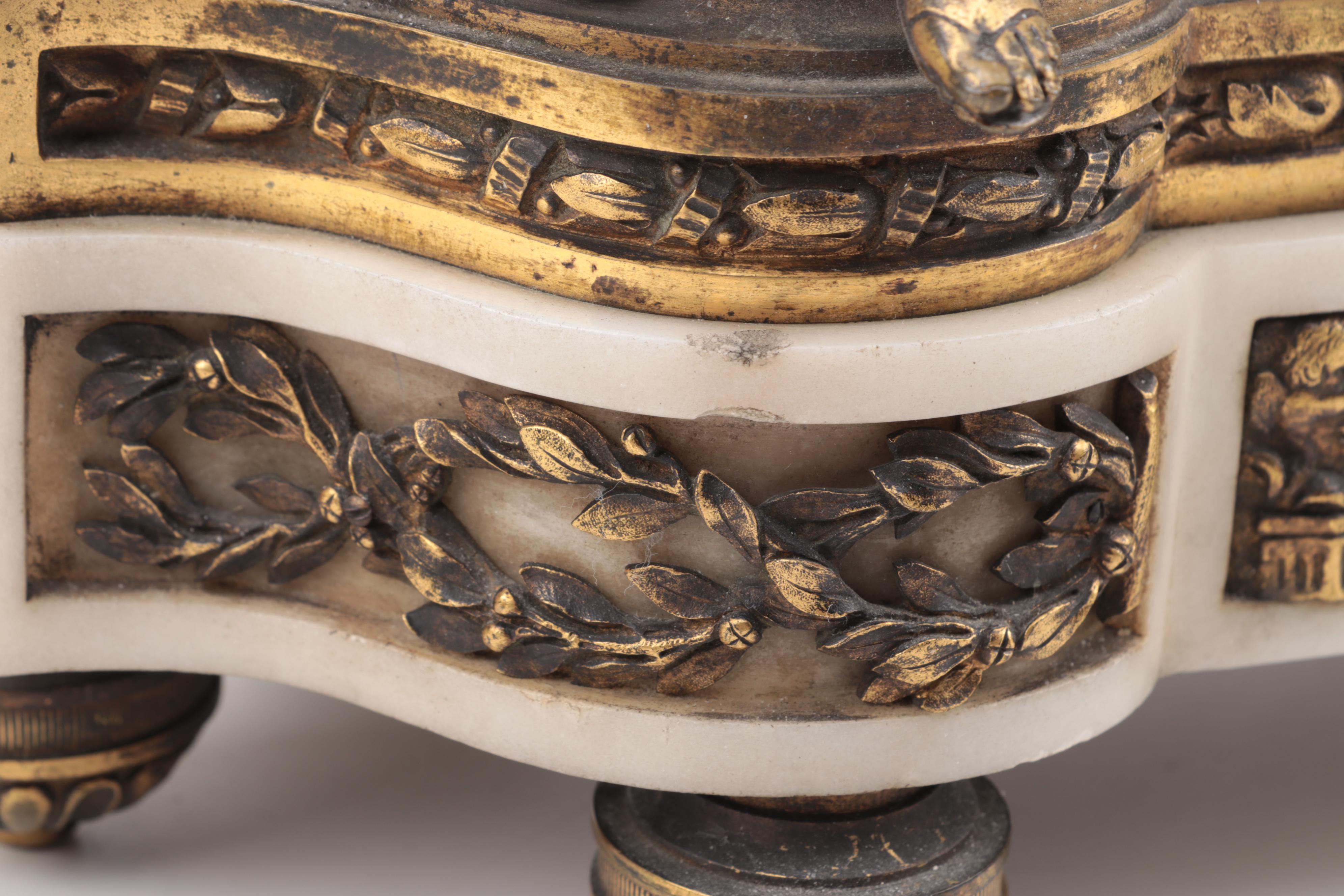 Antide Janvier French Empire Gilt Brass and Marble Mantel Clock, 19th C.