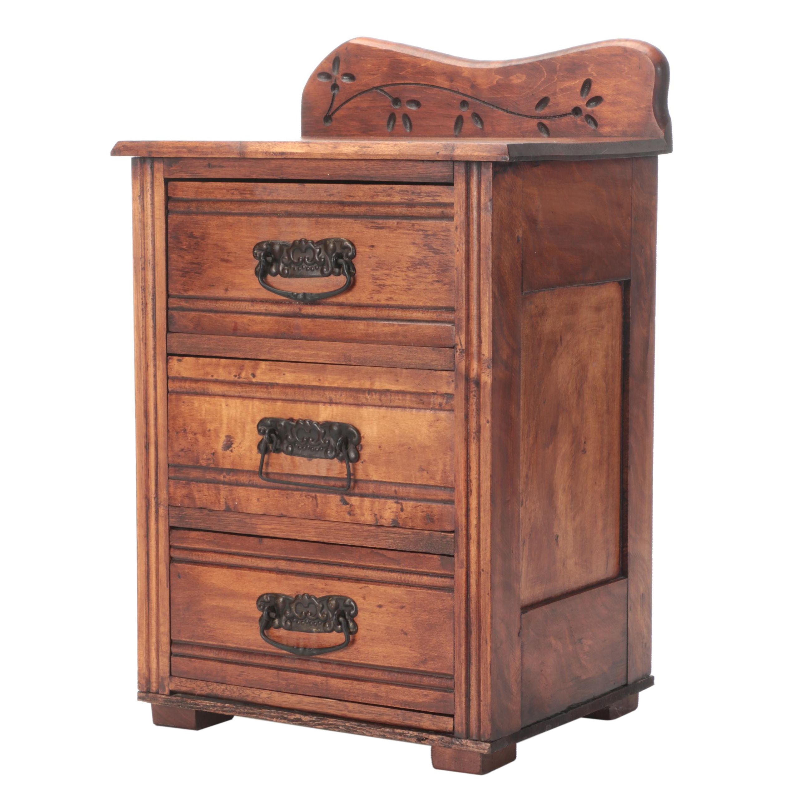 Hand-Crafted Wooden Three Drawer Cabinet