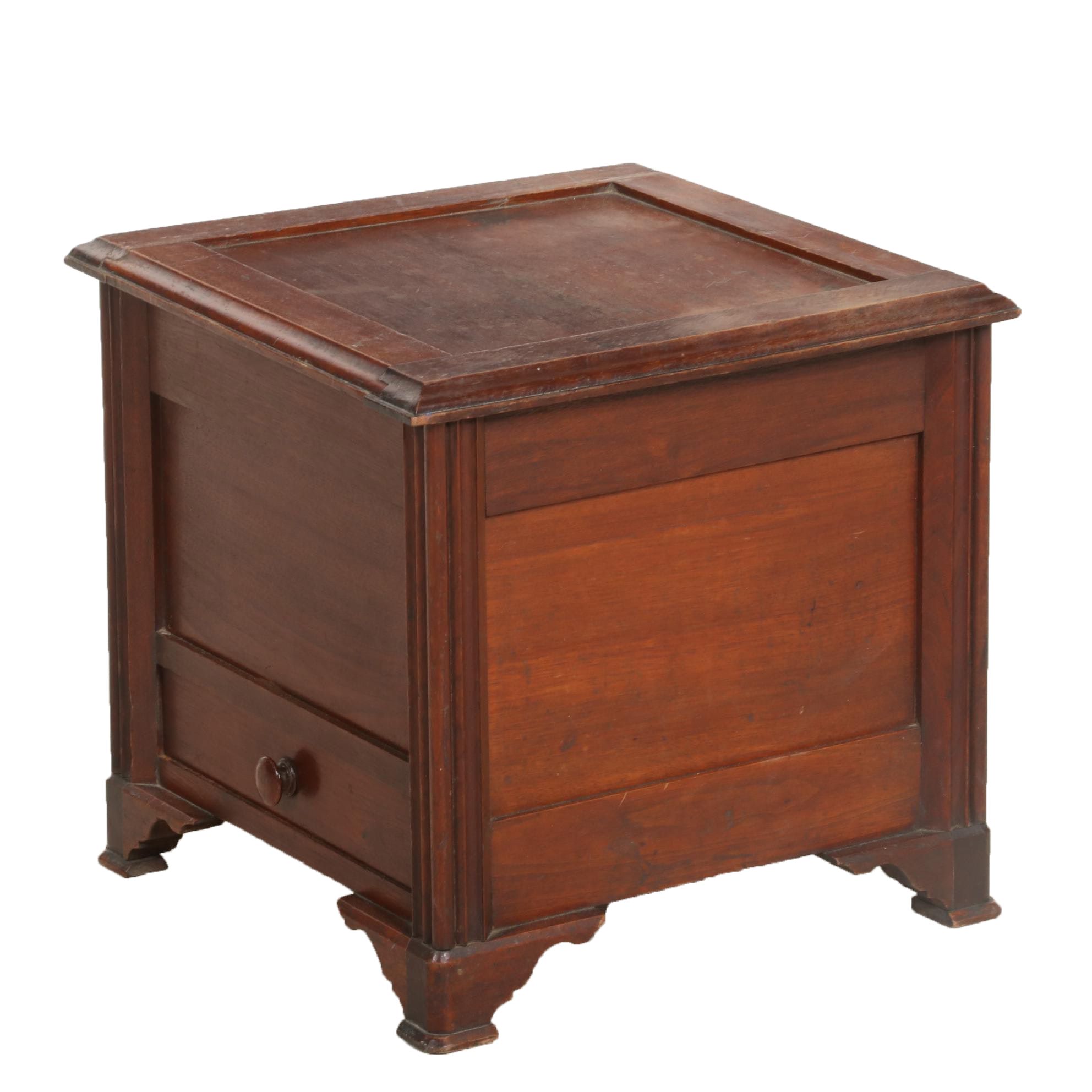 Victorian Walnut Commode Cabinet with C.C. Thompson Chamber Pot