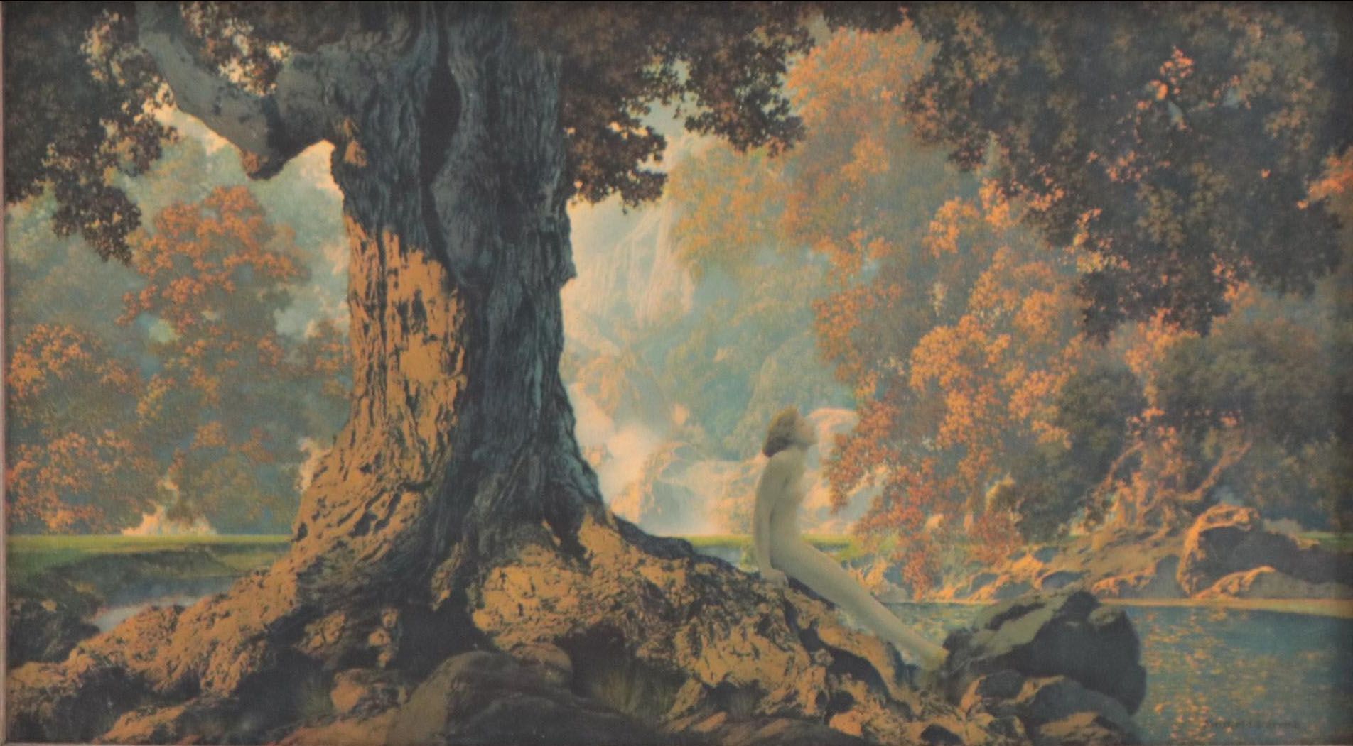 Chromolithograph After Maxfield Parrish "Dreaming," Circa 1930