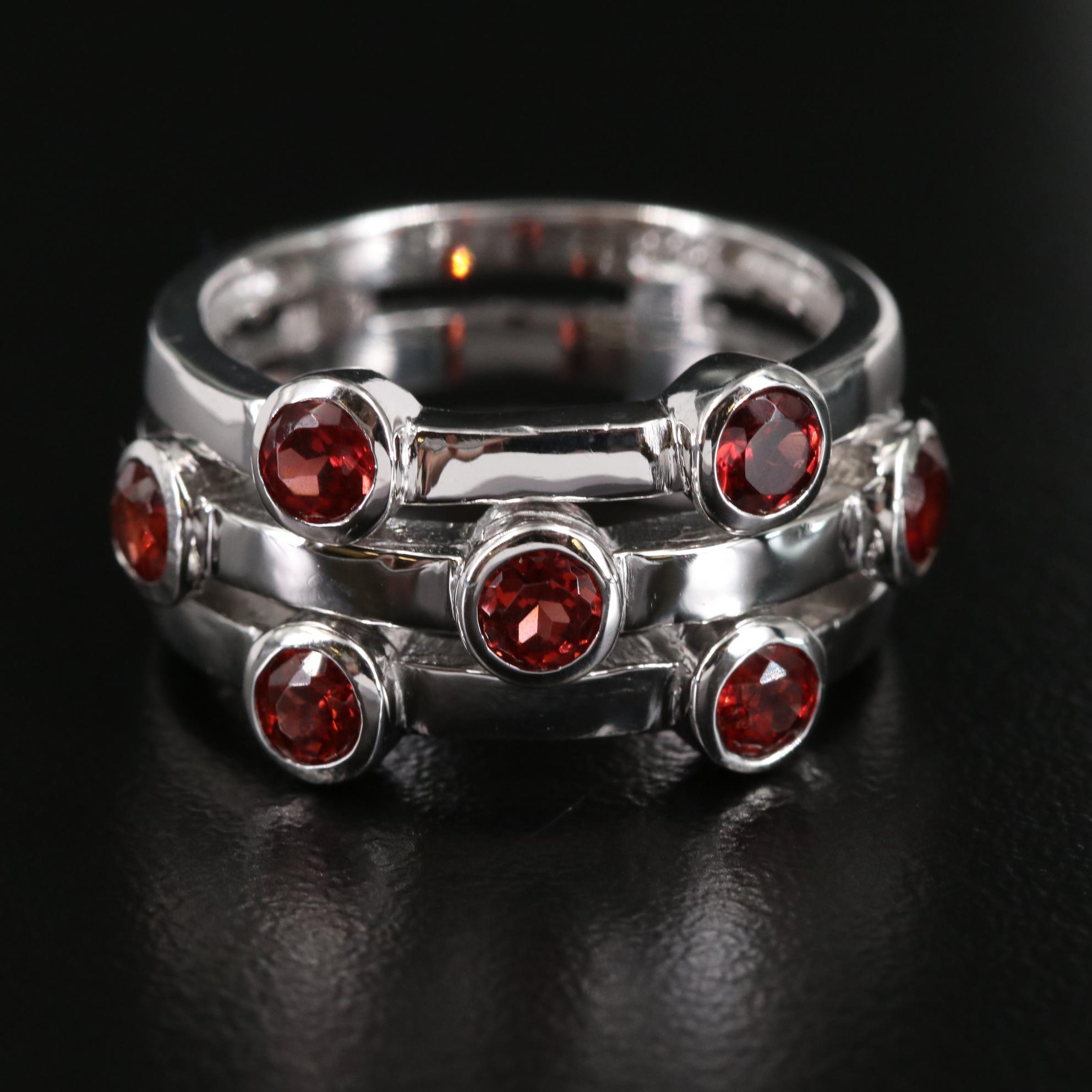 Sterling Garnet Split Shank Ring