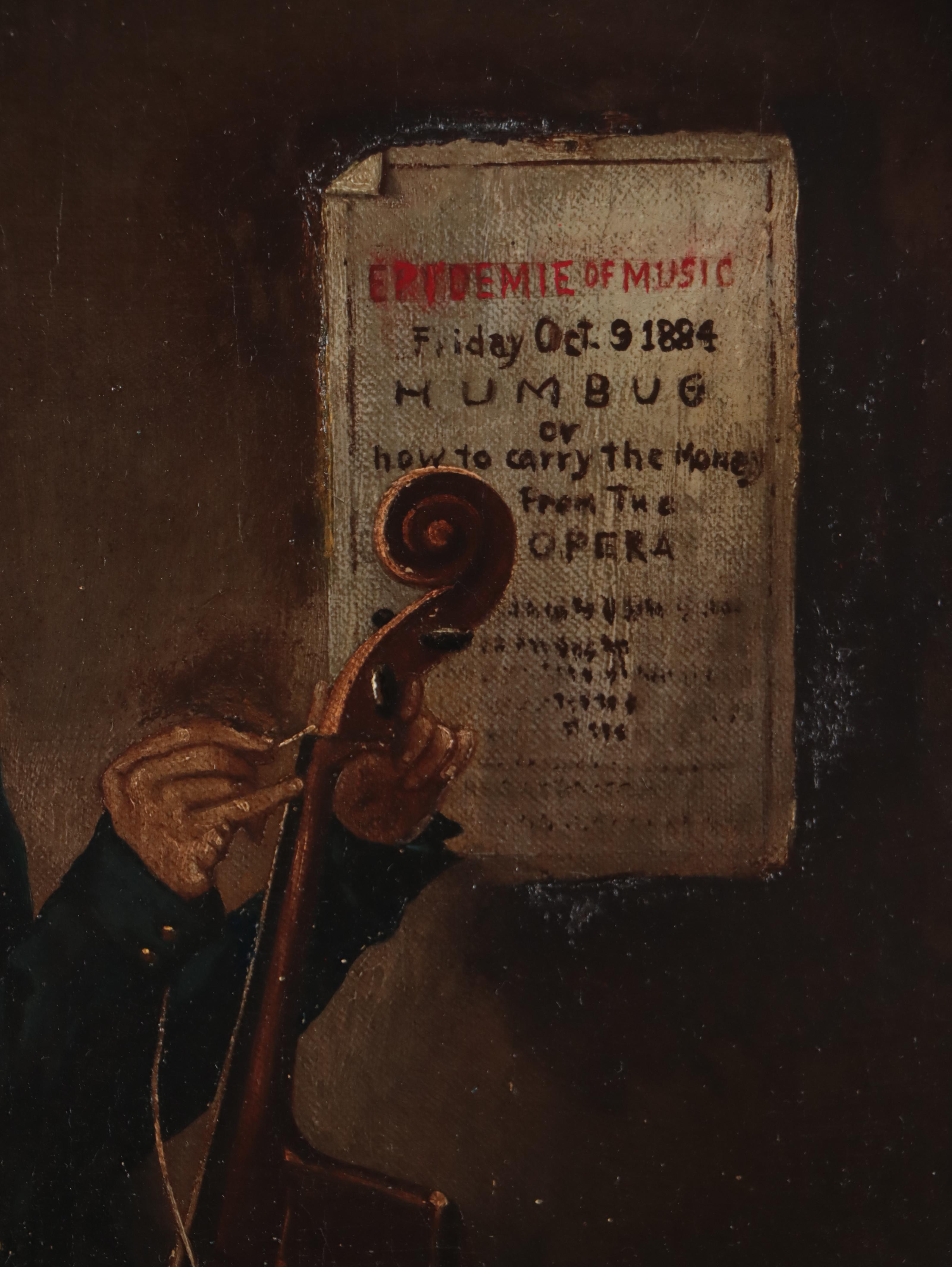 Oil Painting of Man Stringing a Cello, Mid-19th century