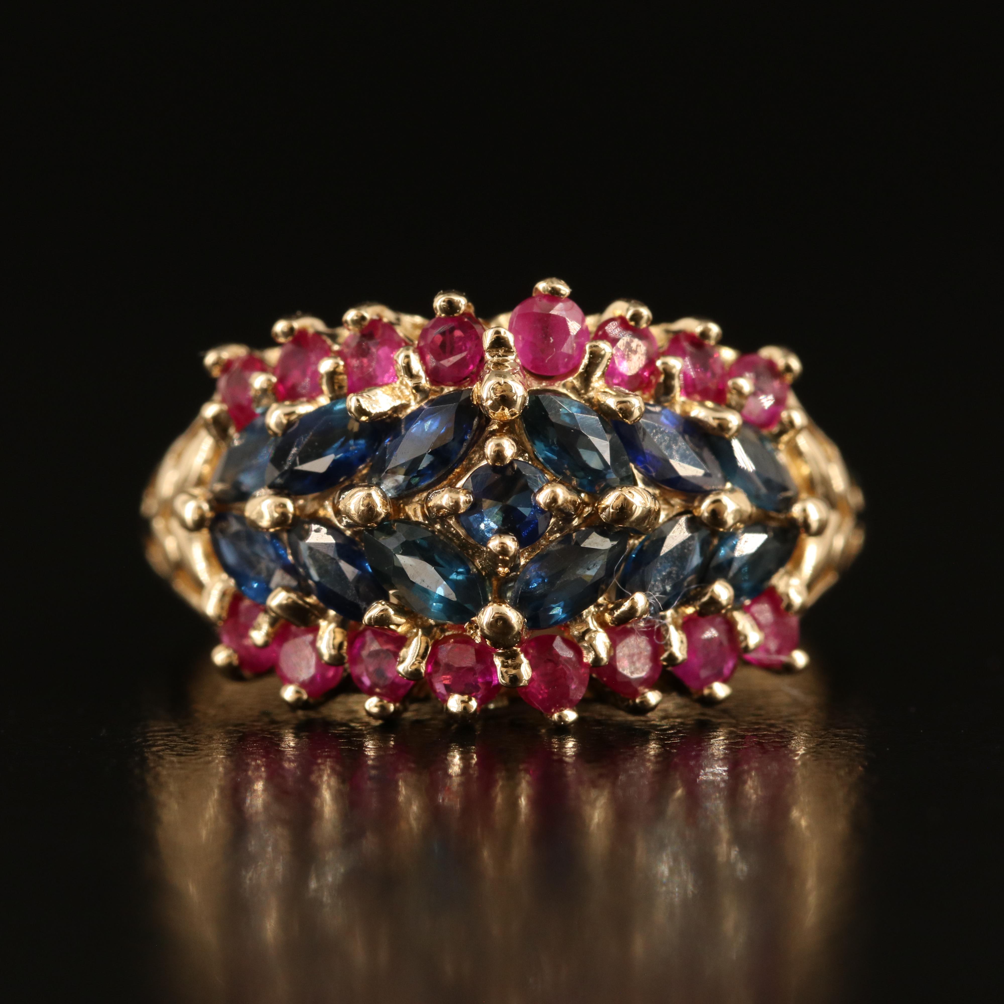 14K Sapphire and Ruby Ring