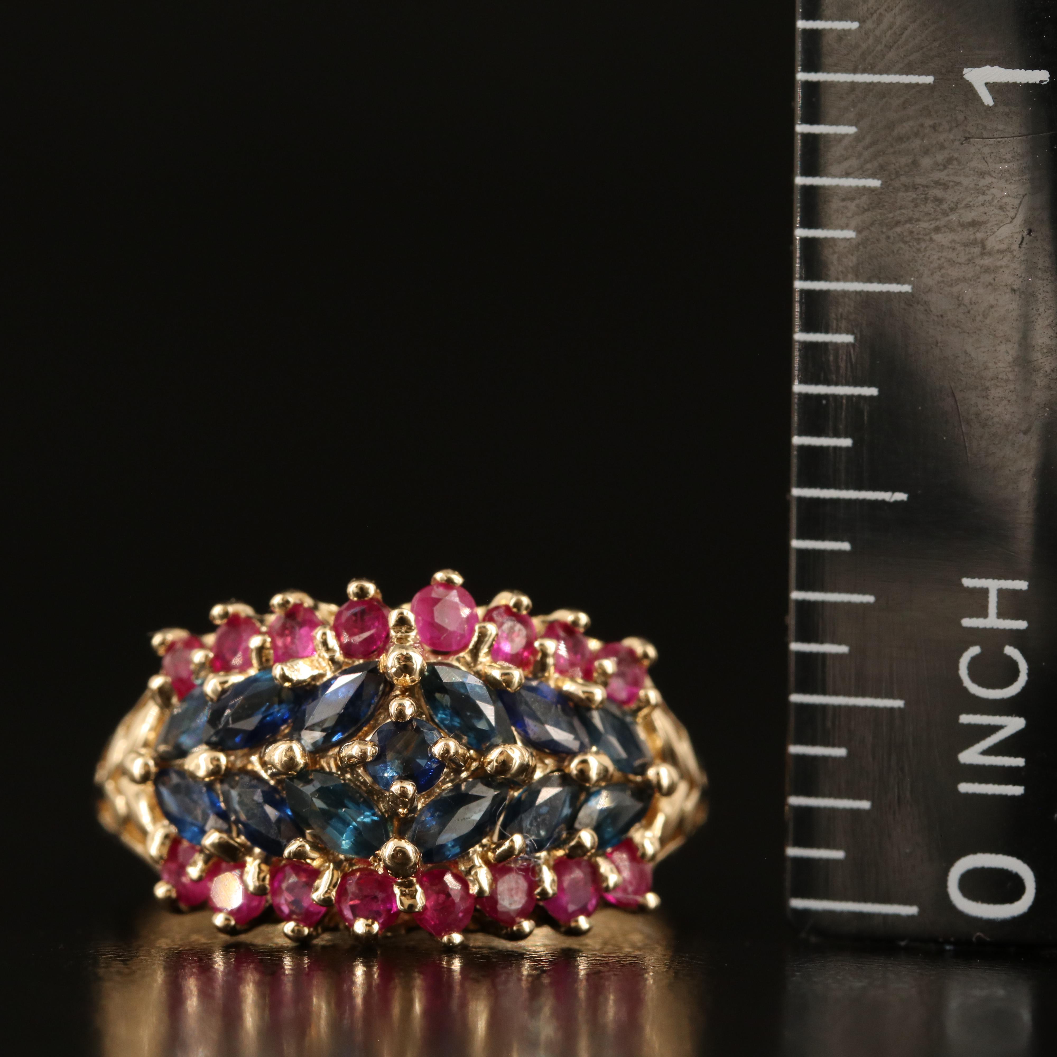 14K Sapphire and Ruby Ring