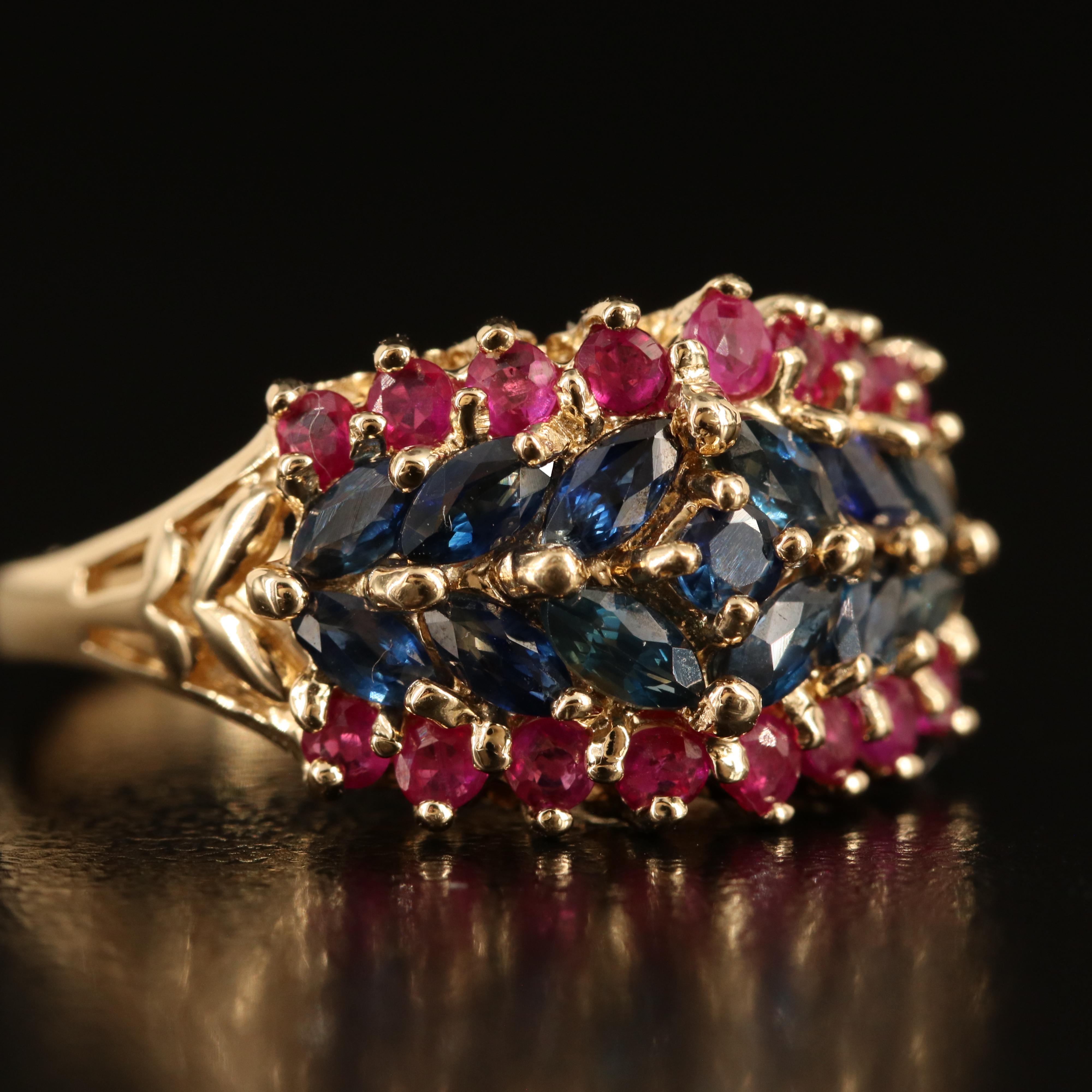 14K Sapphire and Ruby Ring
