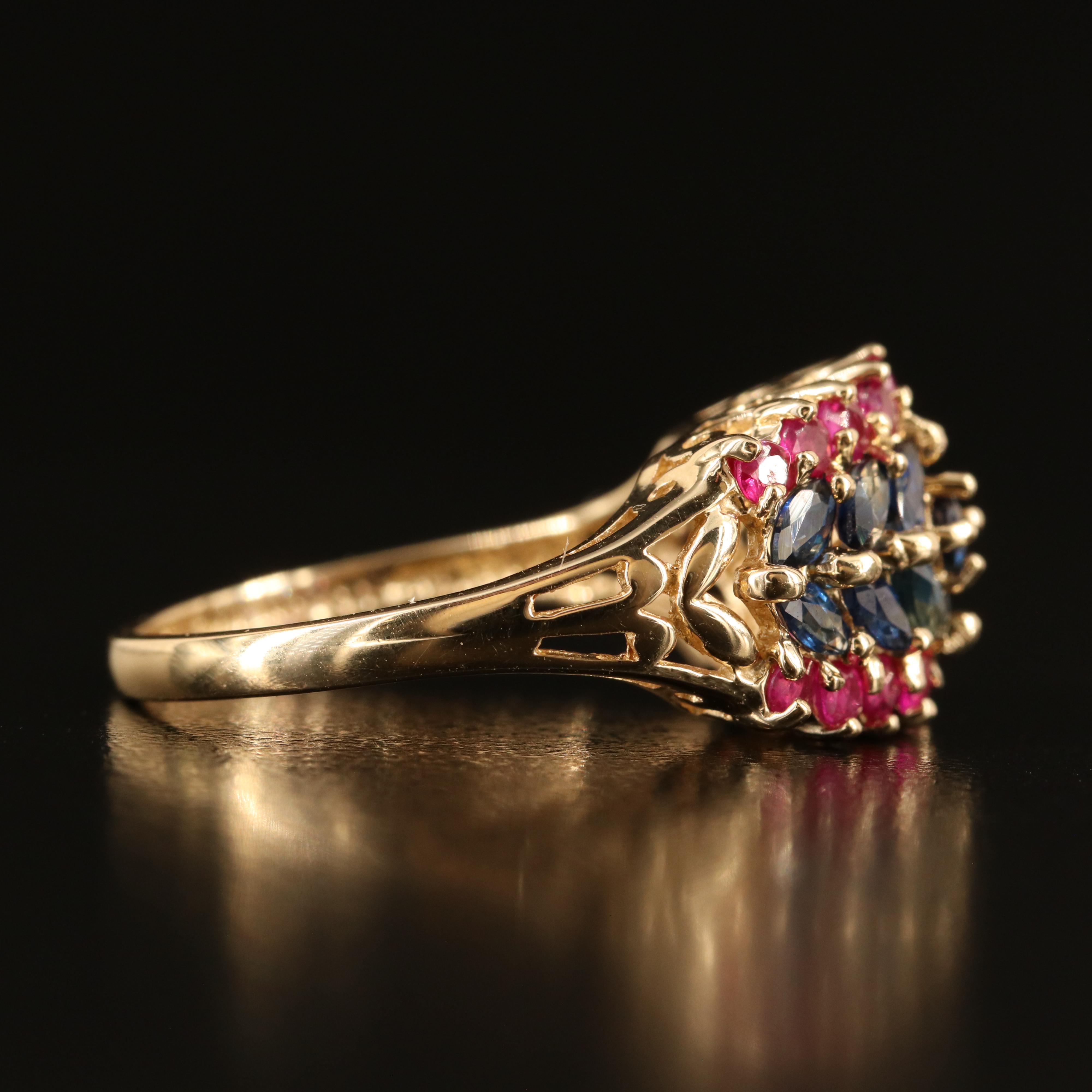 14K Sapphire and Ruby Ring