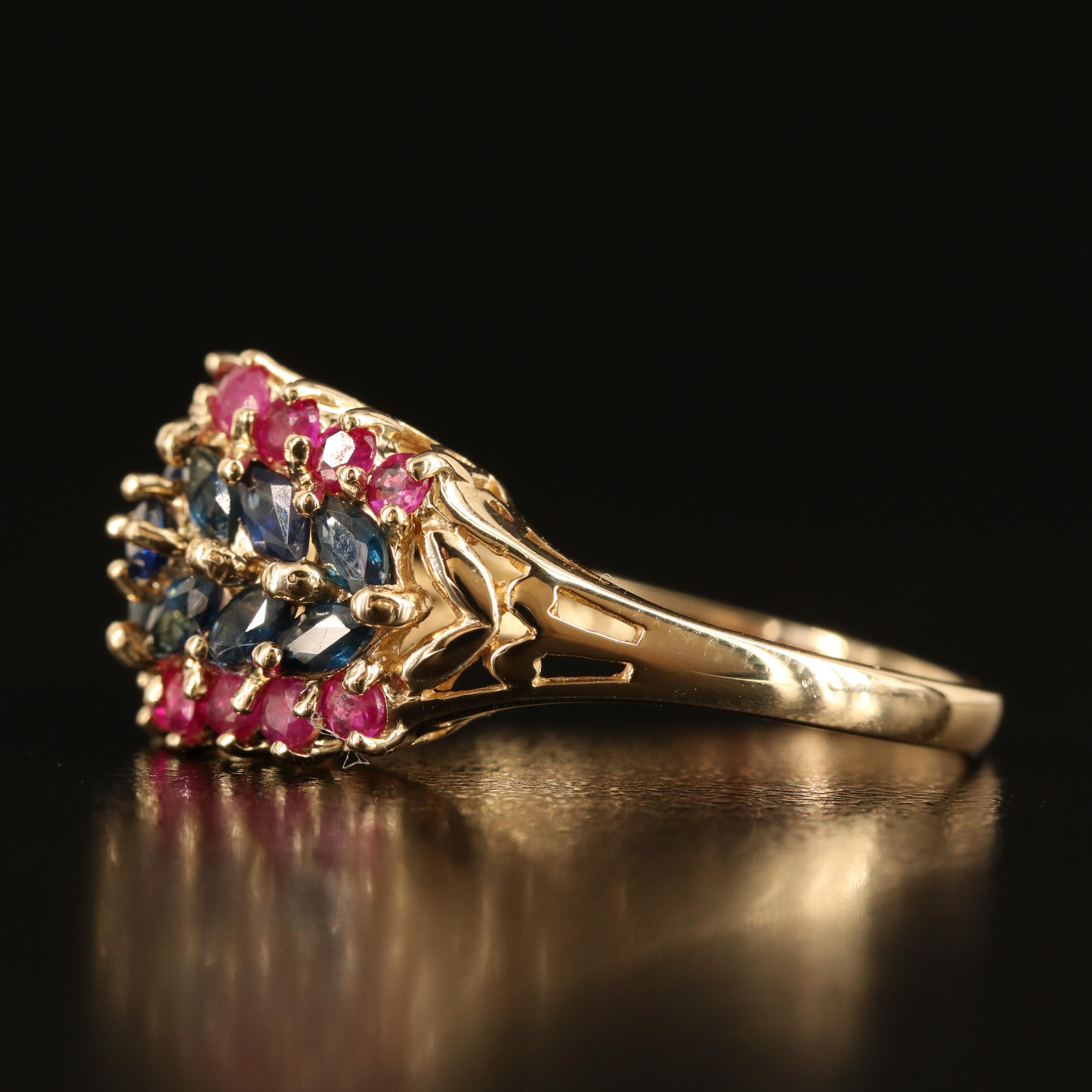 14K Sapphire and Ruby Ring