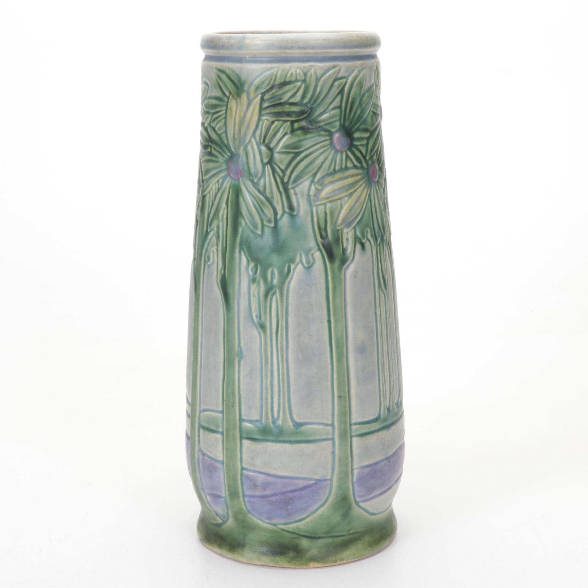 Roseville Pottery "Vista" Ceramic Umbrella Stand, 1920s