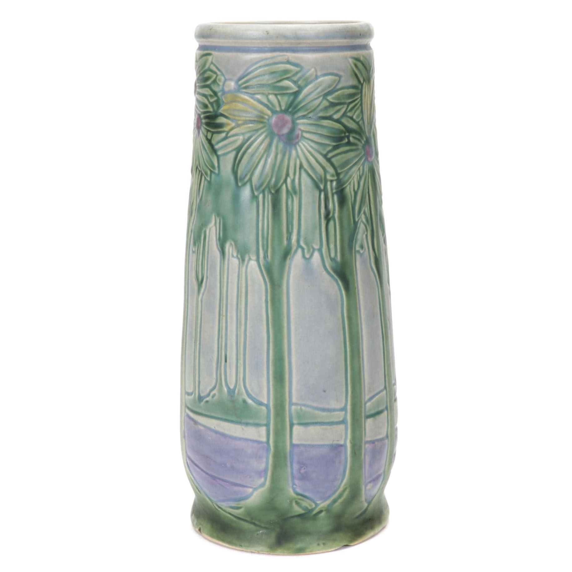 Roseville Pottery "Vista" Ceramic Umbrella Stand, 1920s