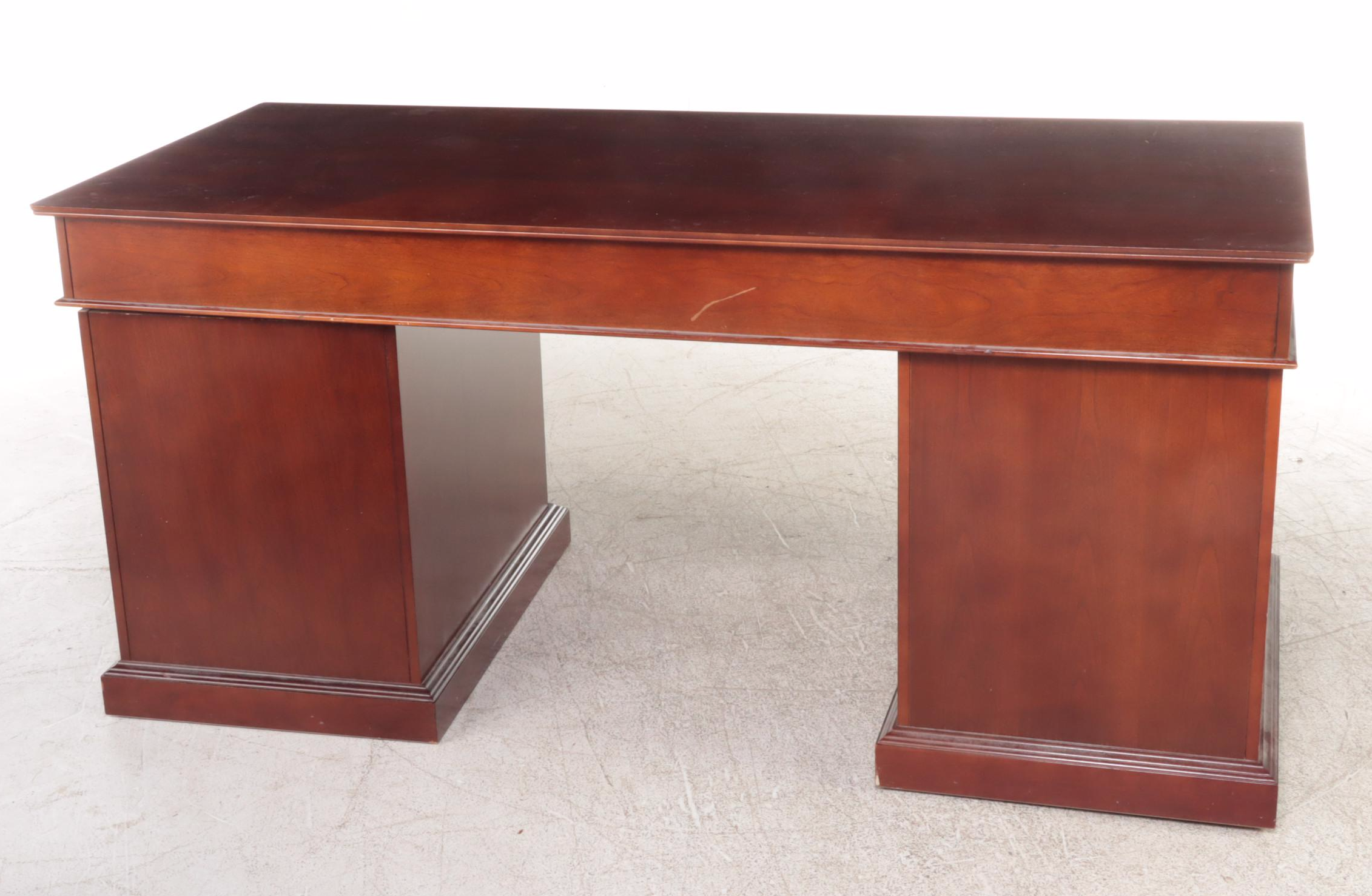 Cherry Double Pedestal Desk with ULINE Executive Task Chair