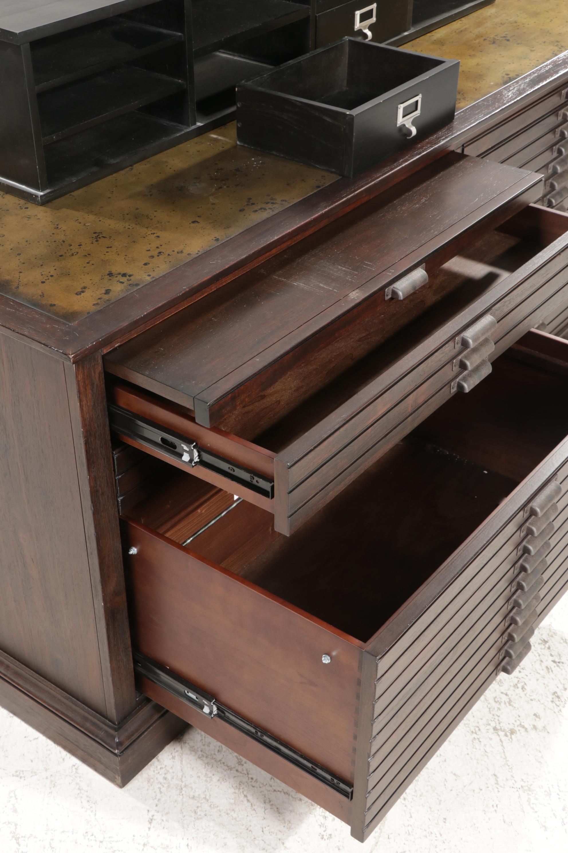 Contemporary Printer's Chest Style Credenza