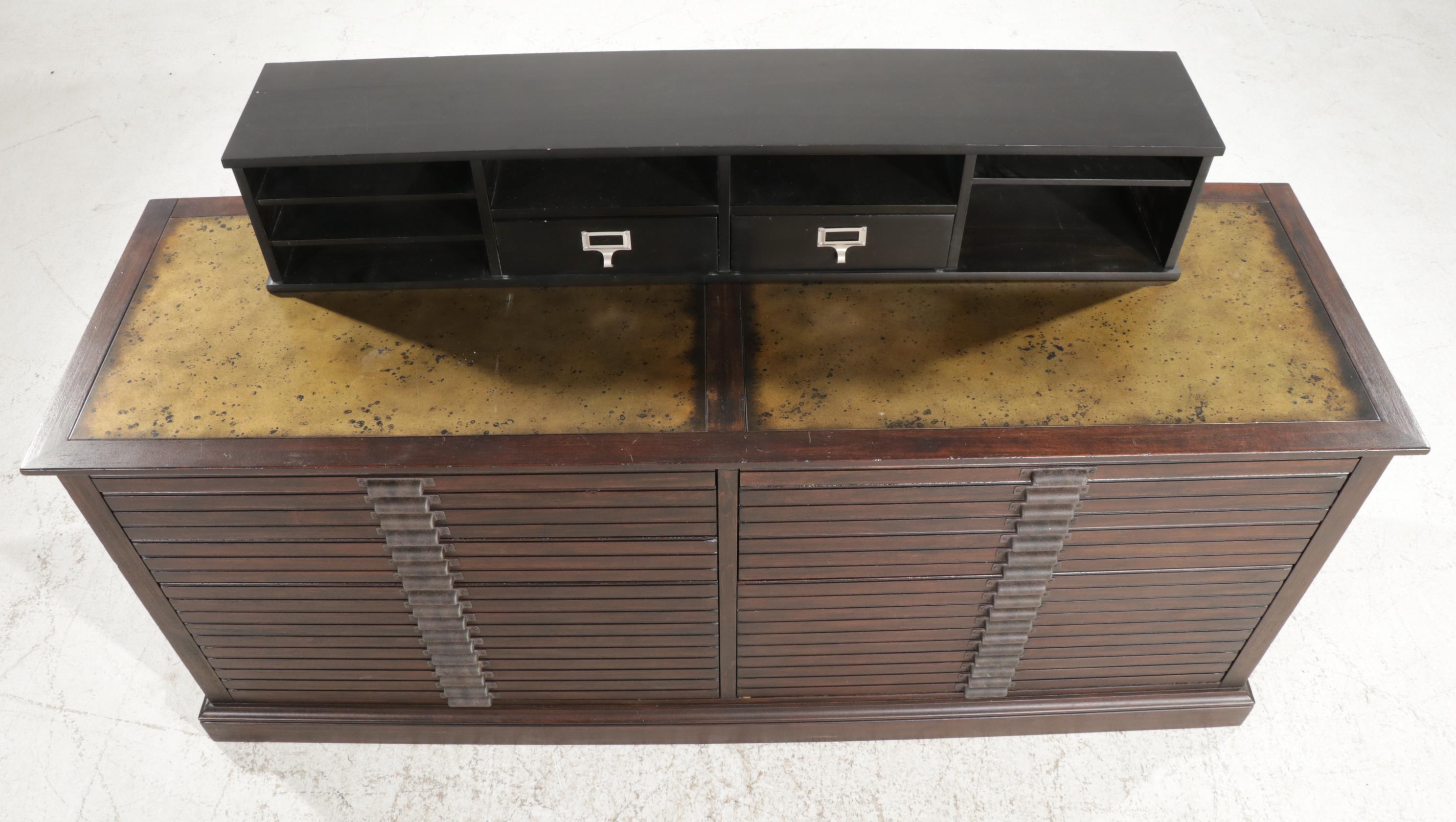 Contemporary Printer's Chest Style Credenza