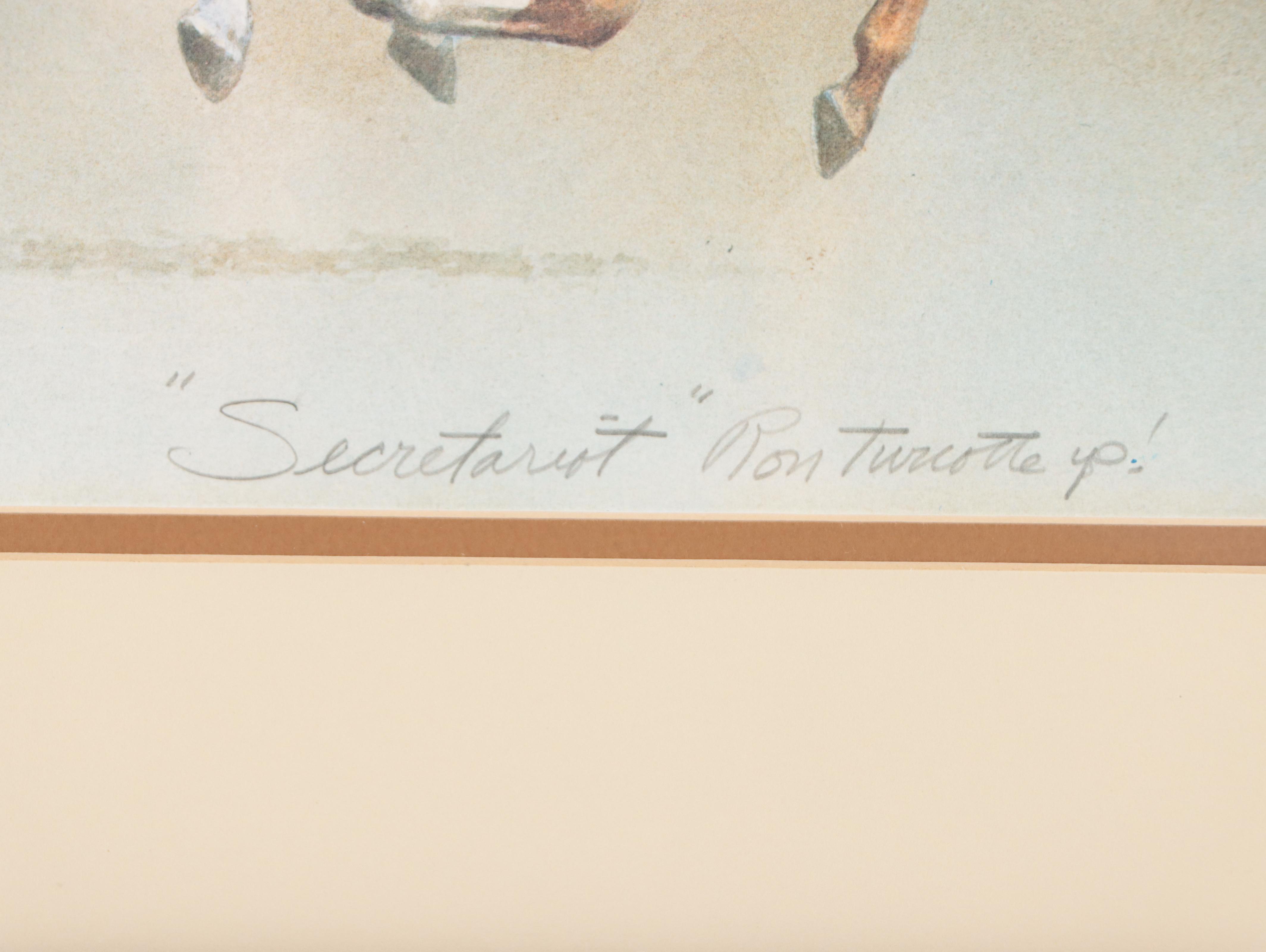 Fred Stone Offset Lithograph of Horse Race "Secretariat: Ron Turcotte up!"