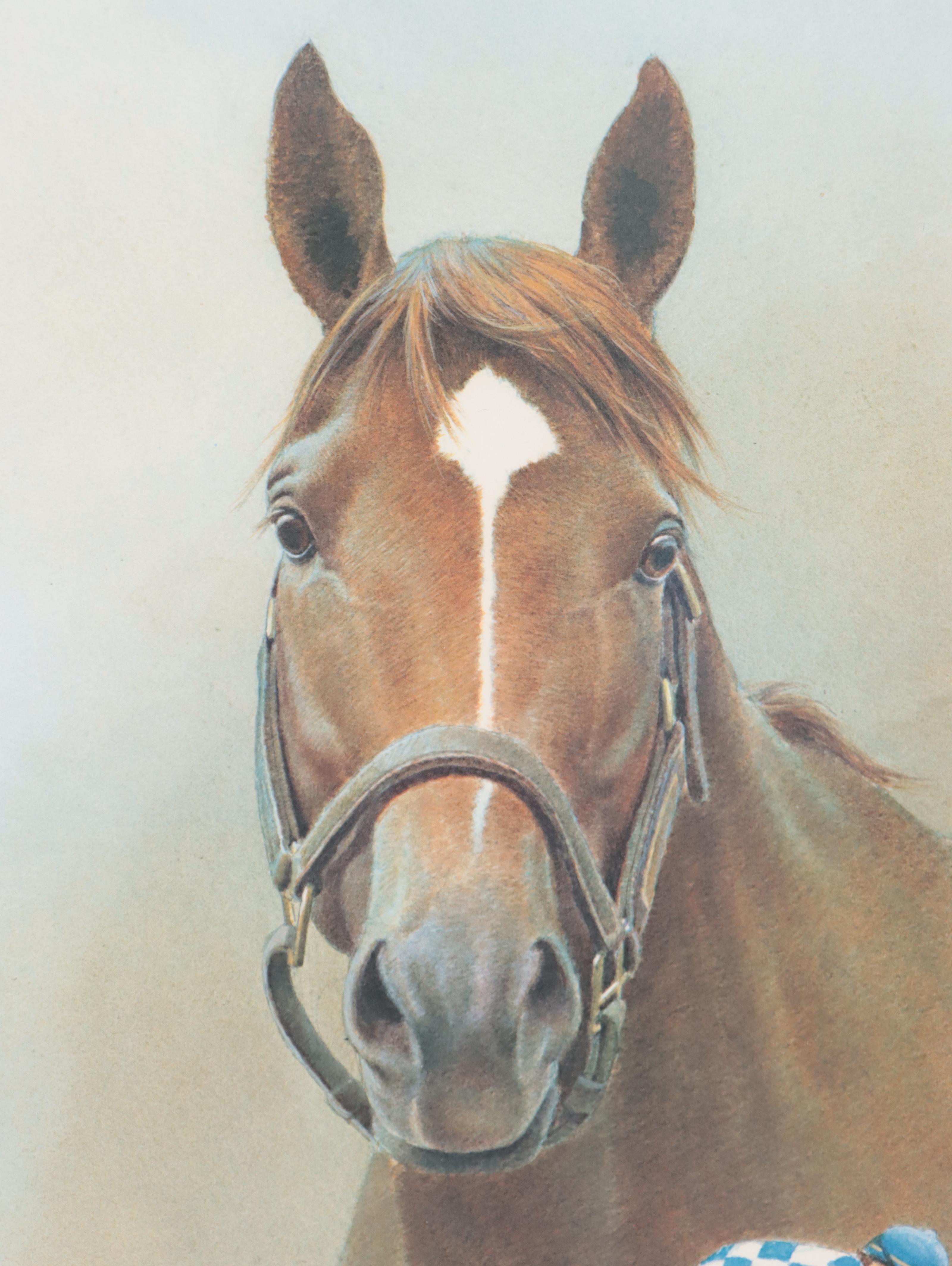 Fred Stone Offset Lithograph of Horse Race "Secretariat: Ron Turcotte up!"