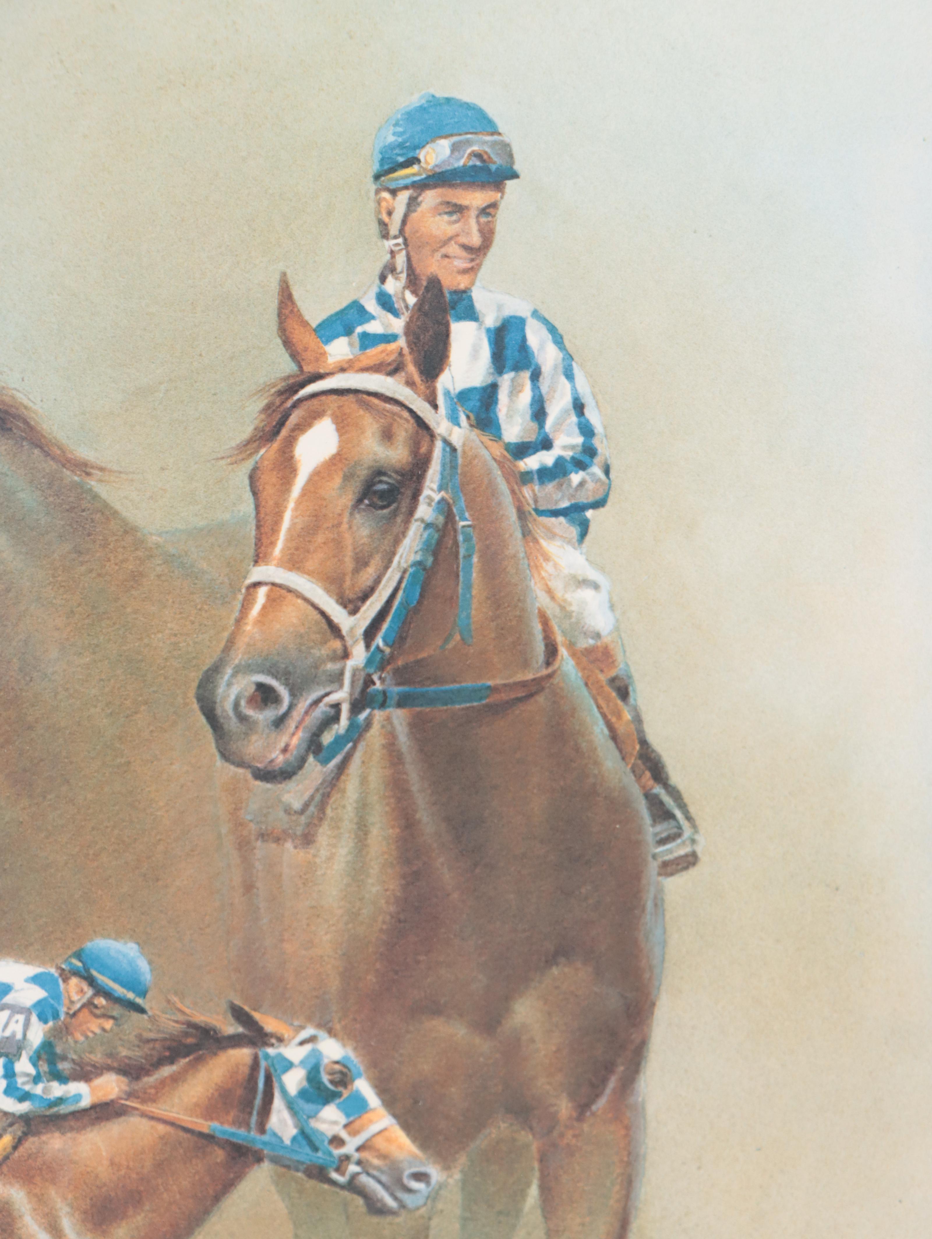 Fred Stone Offset Lithograph of Horse Race "Secretariat: Ron Turcotte up!"