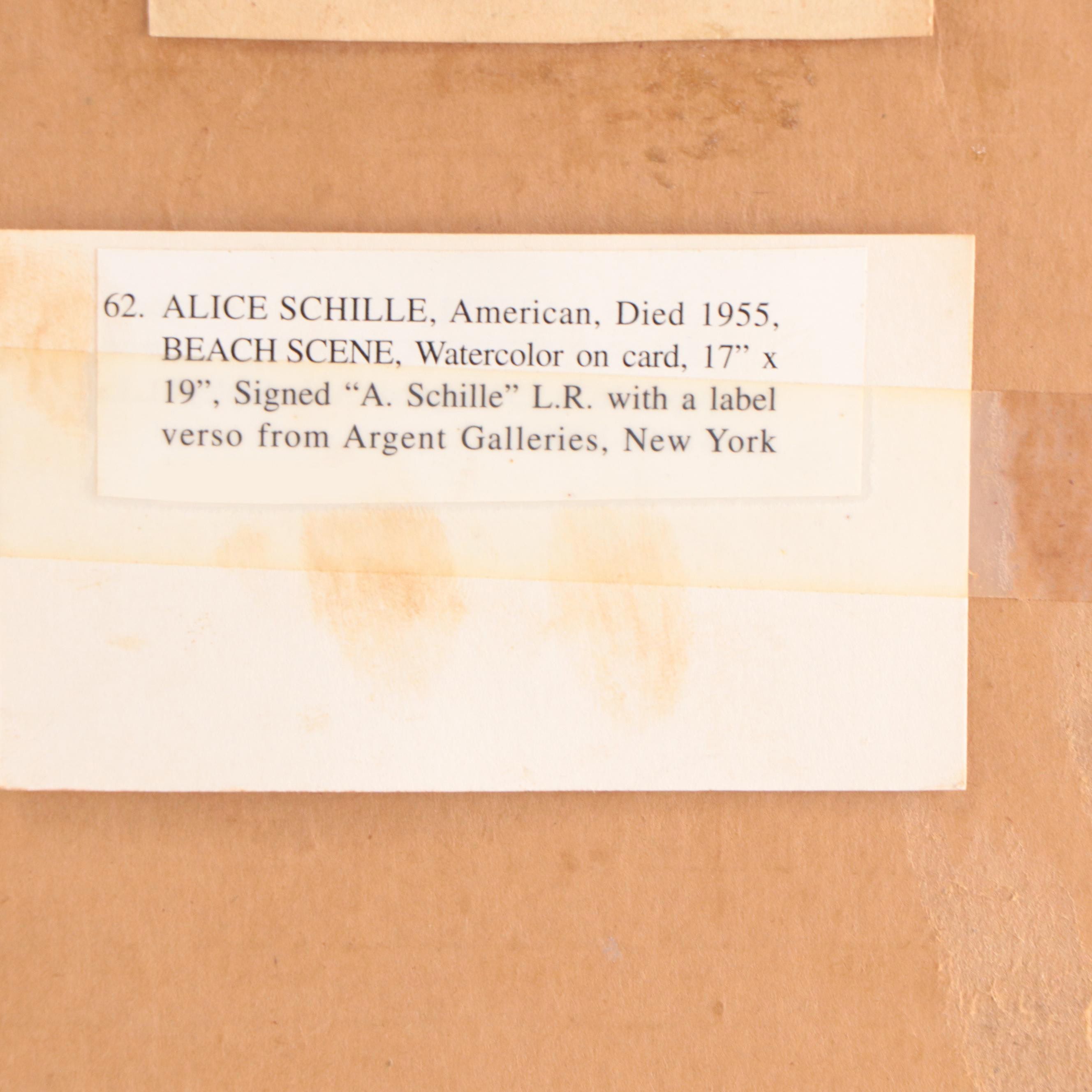 Alice Schille Watercolor Painting "At the Beach," Early to Mid-20th Century