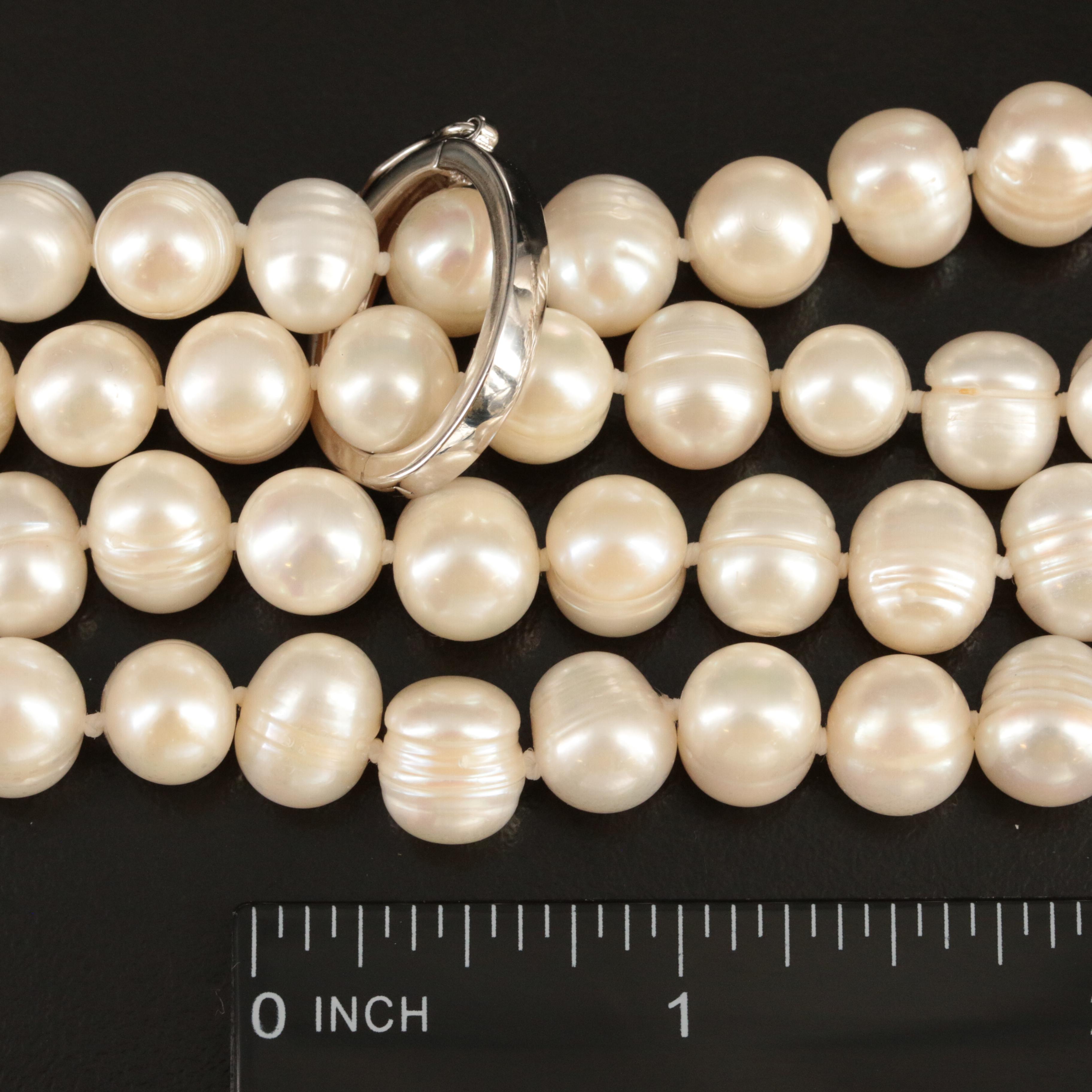Rope Length Pearl Necklace with Sterling Necklace Shortener