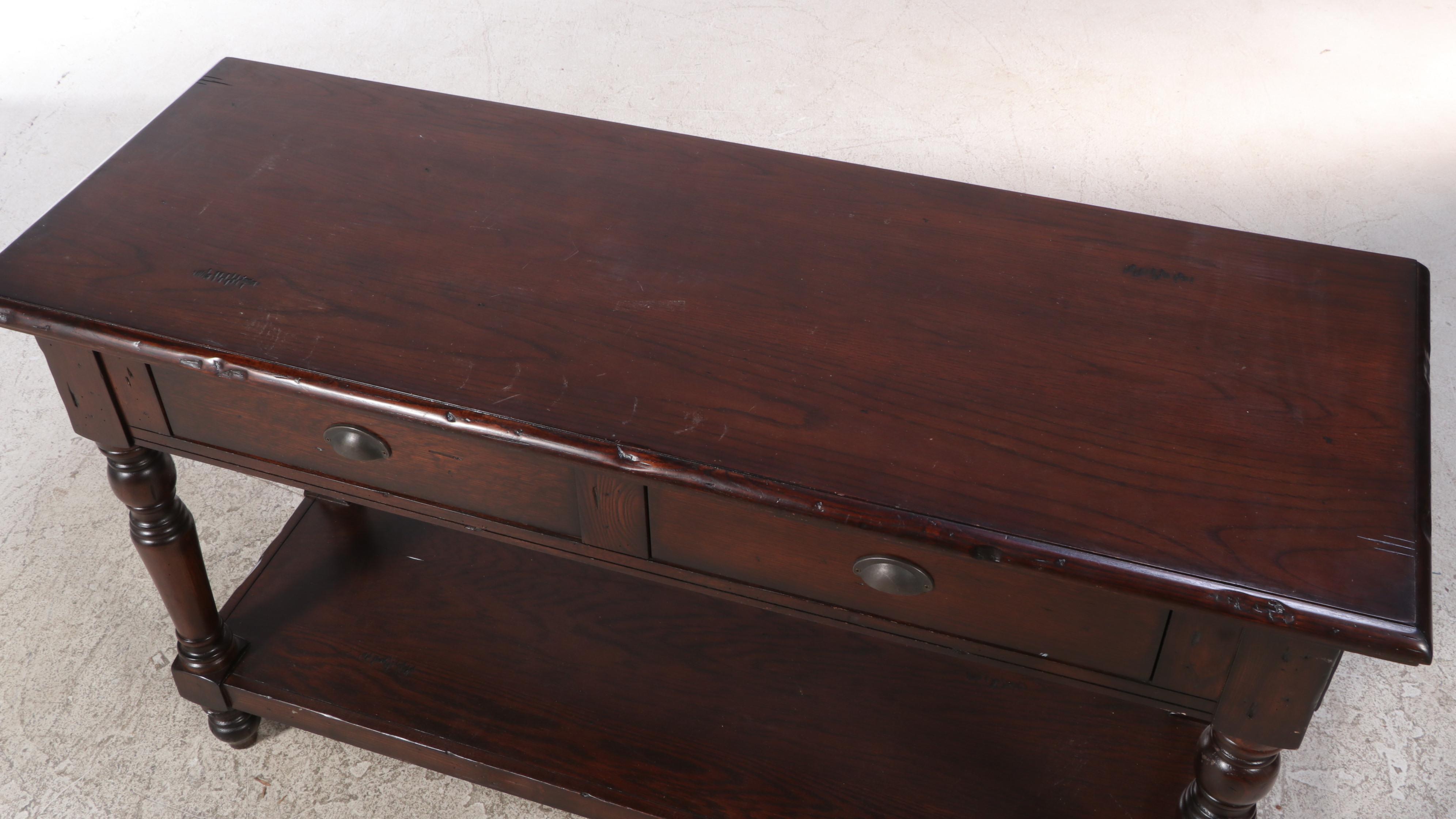 Contemporary Rustic Oak Console Table