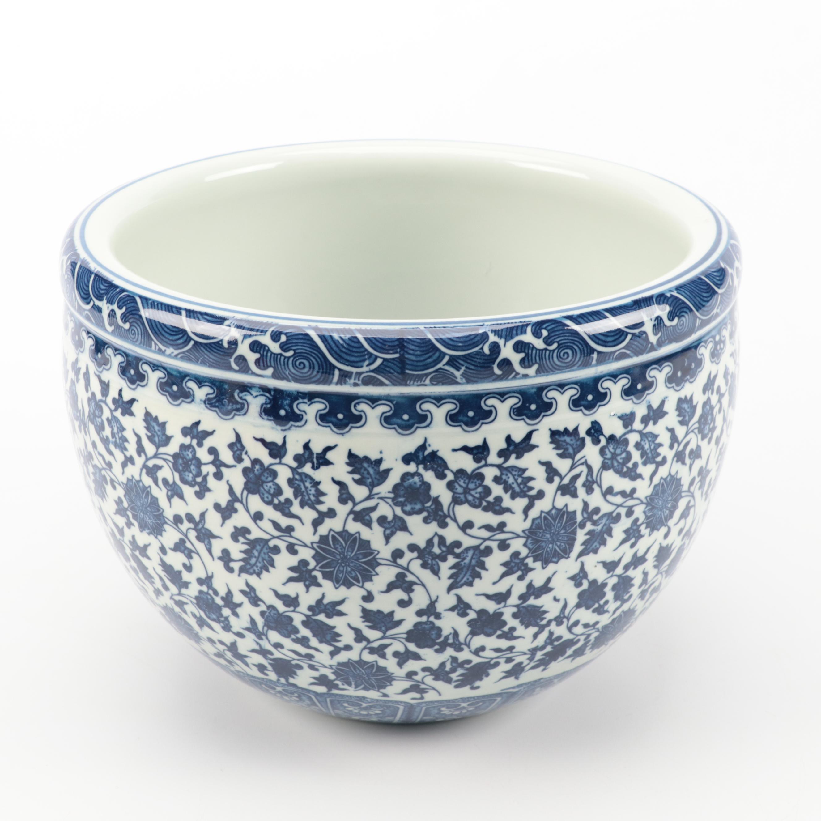 Chinese Porcelain Blue and White Fishbowl Planter