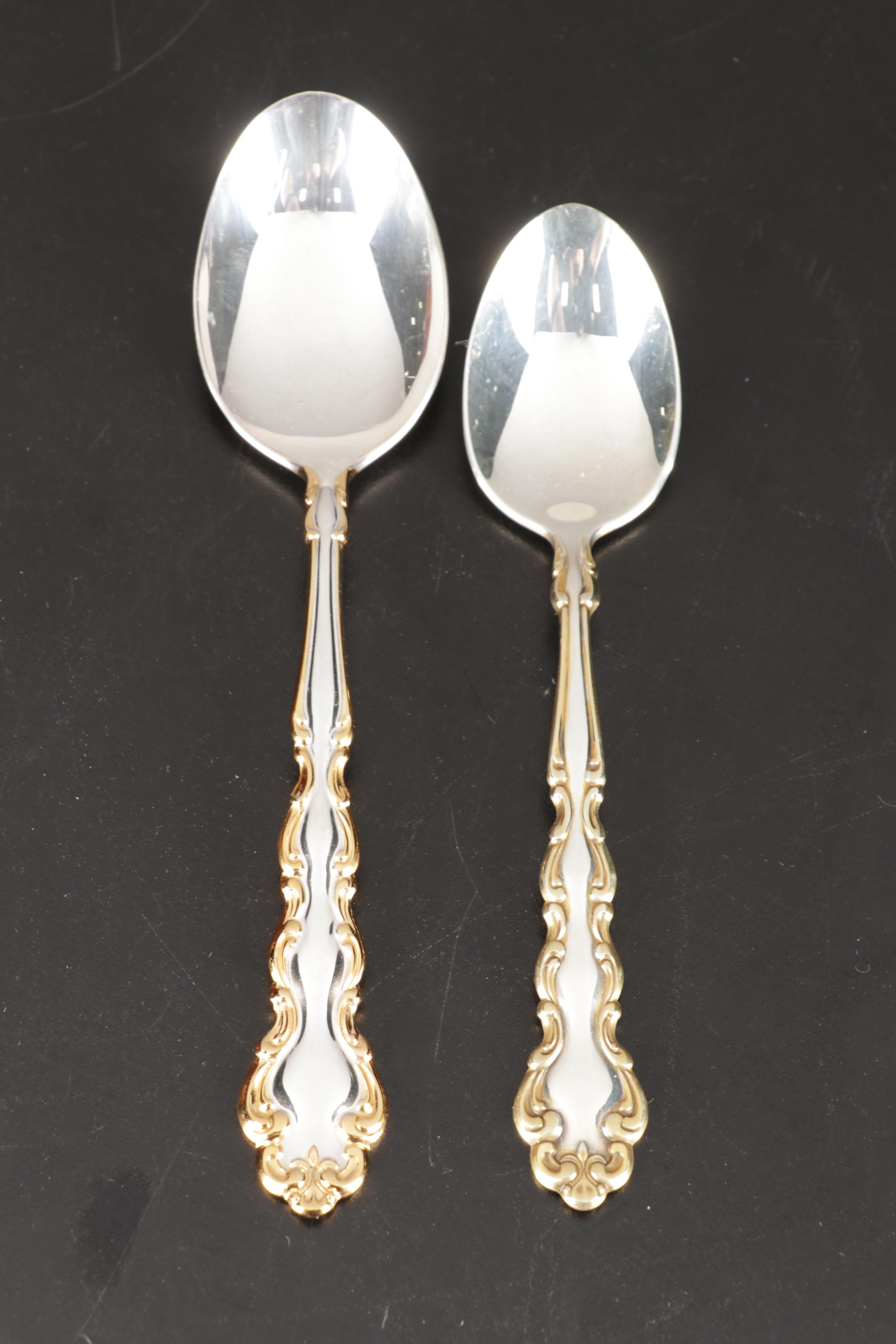 Community "Gold Accent Modern Baroque" Flatware Service with Chest