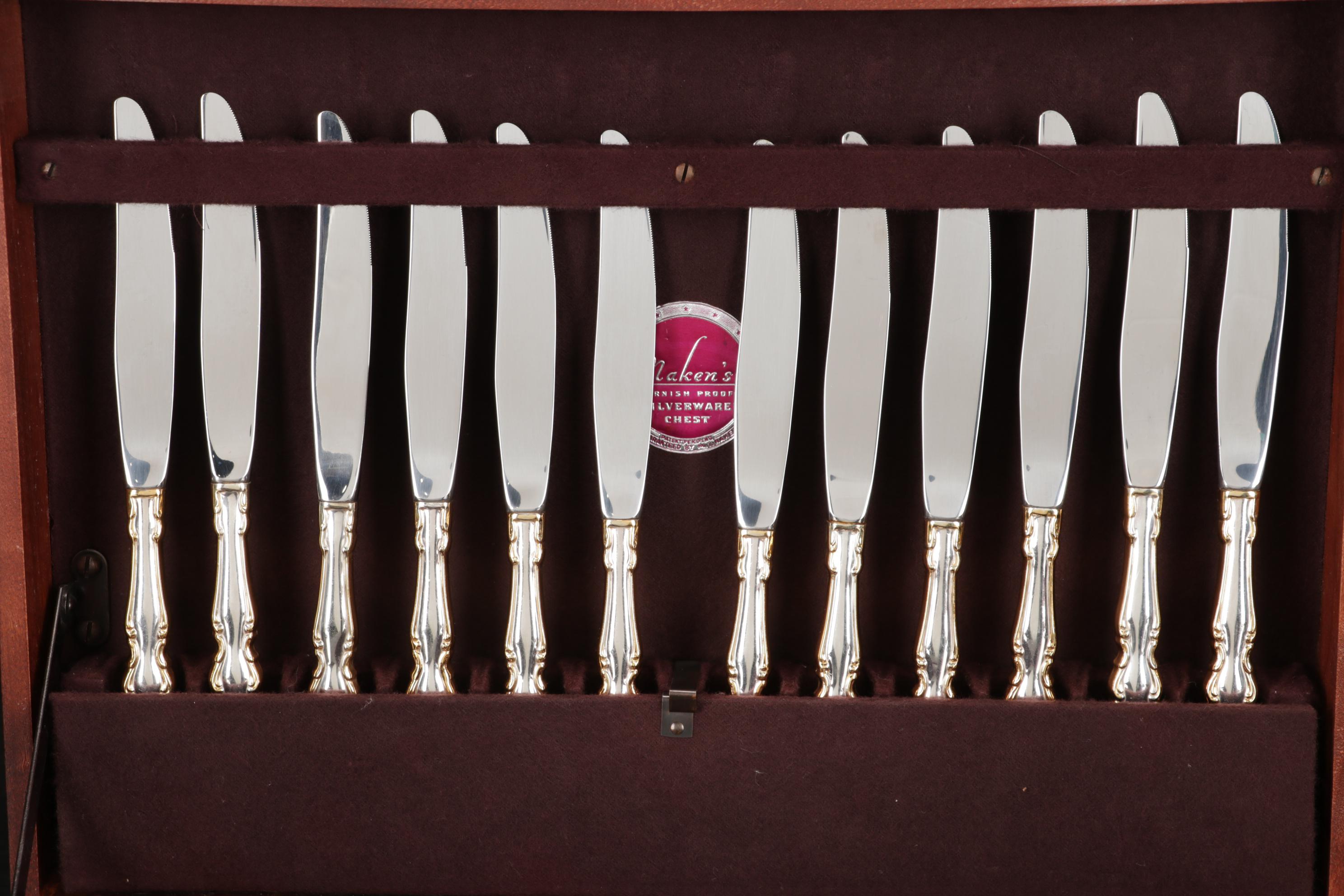 Community "Gold Accent Modern Baroque" Flatware Service with Chest