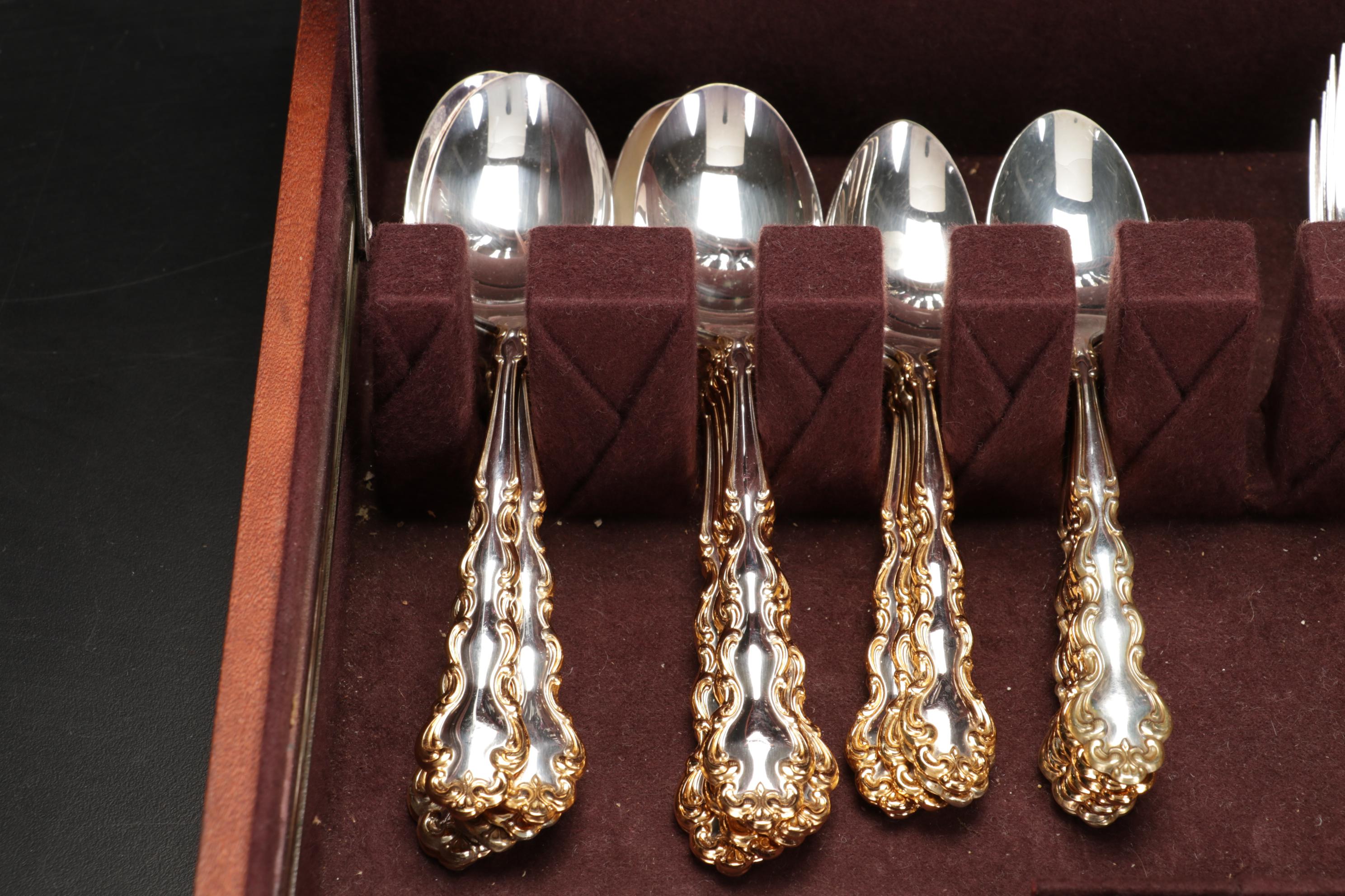 Community "Gold Accent Modern Baroque" Flatware Service with Chest