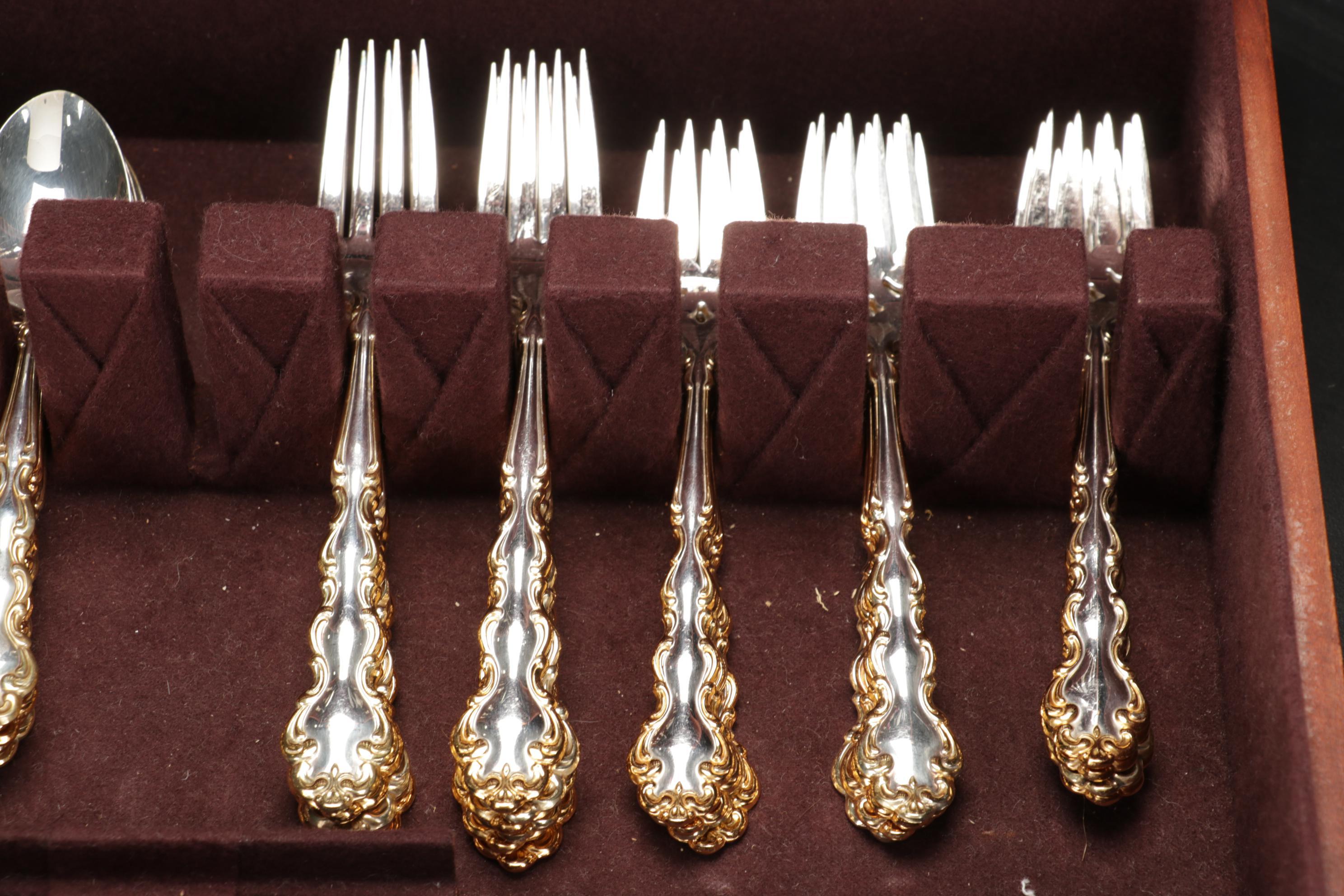 Community "Gold Accent Modern Baroque" Flatware Service with Chest