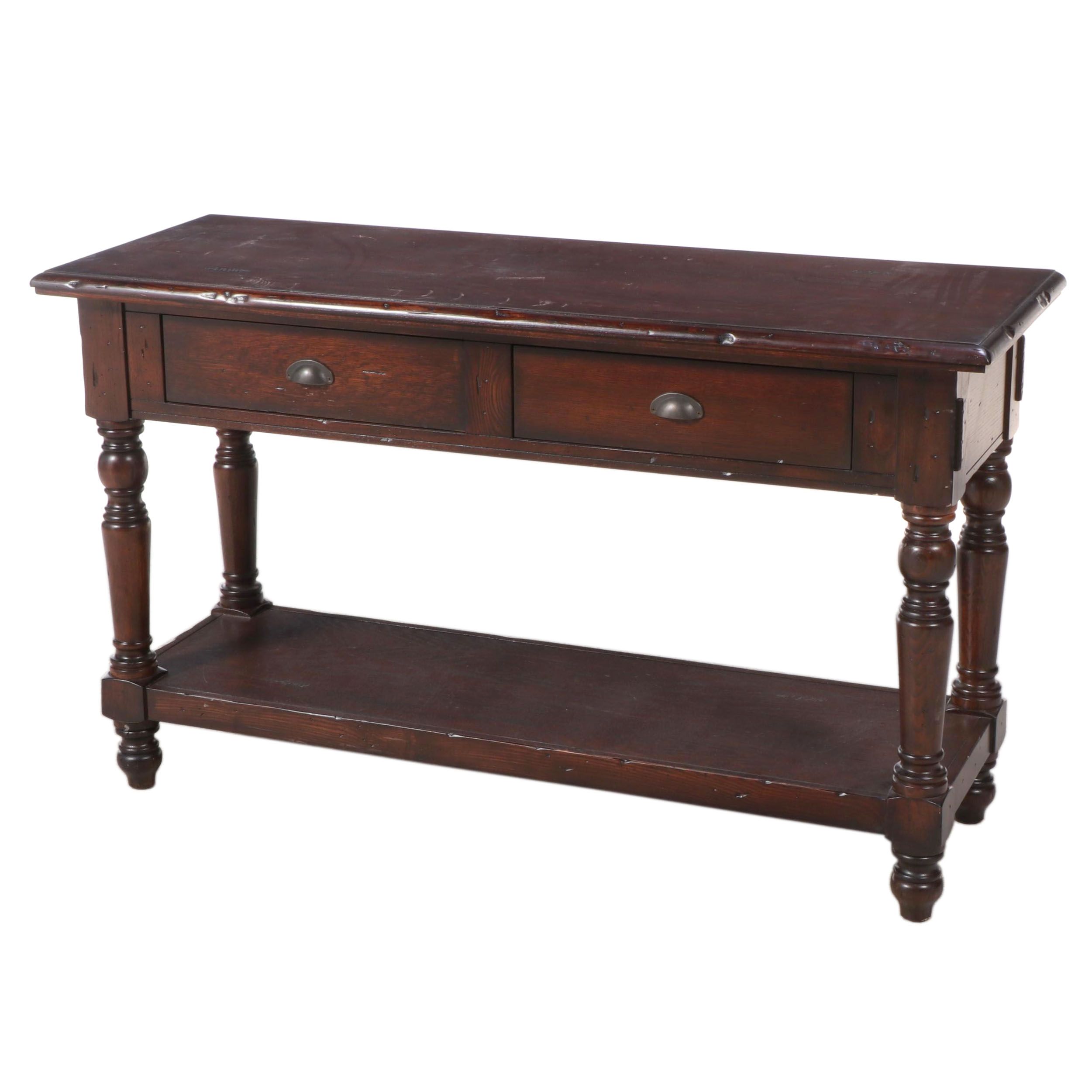 Contemporary Rustic Oak Console Table