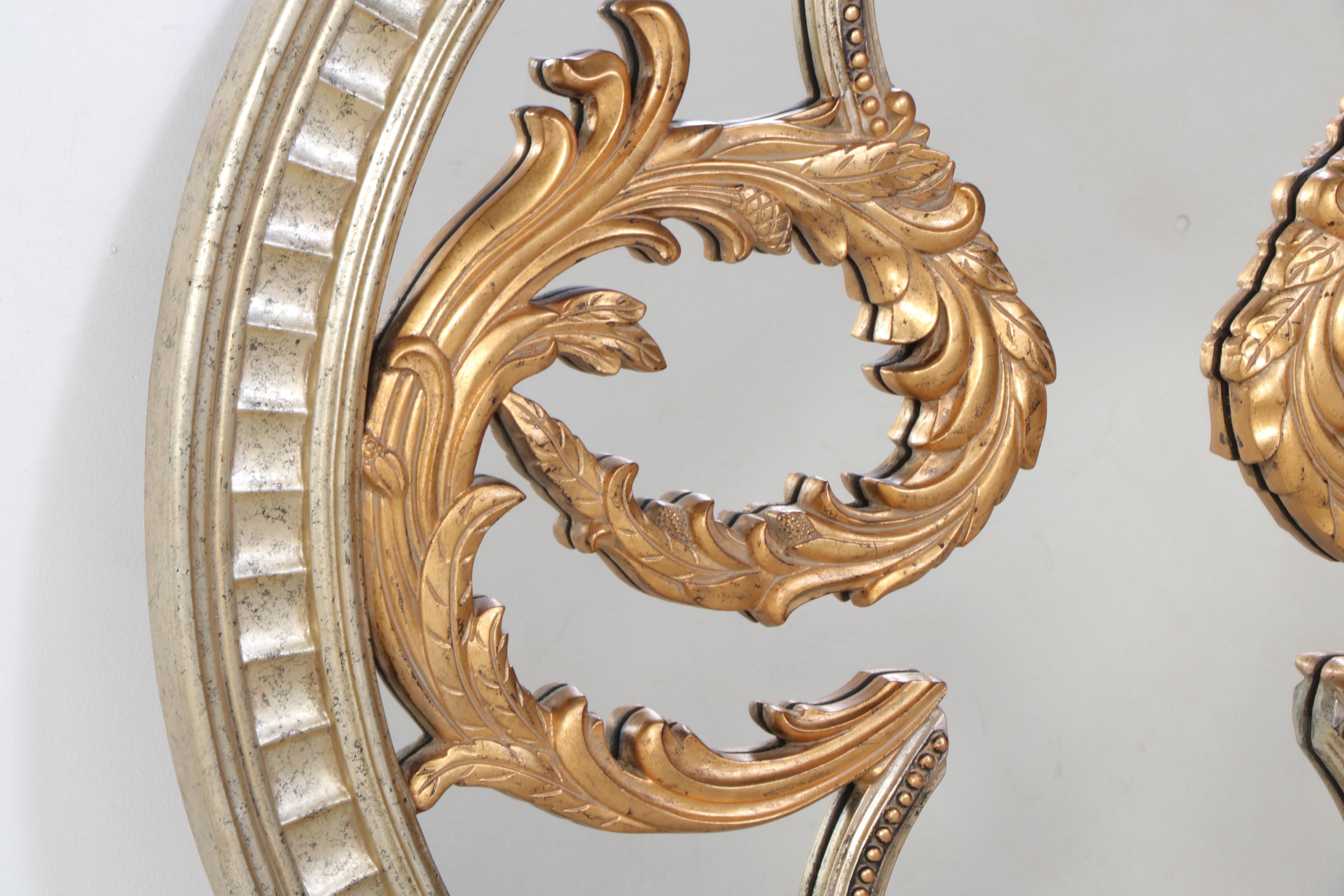 Bassett Mirror Company Ornate Parcel Gilt and Composite Round Wall Mirror
