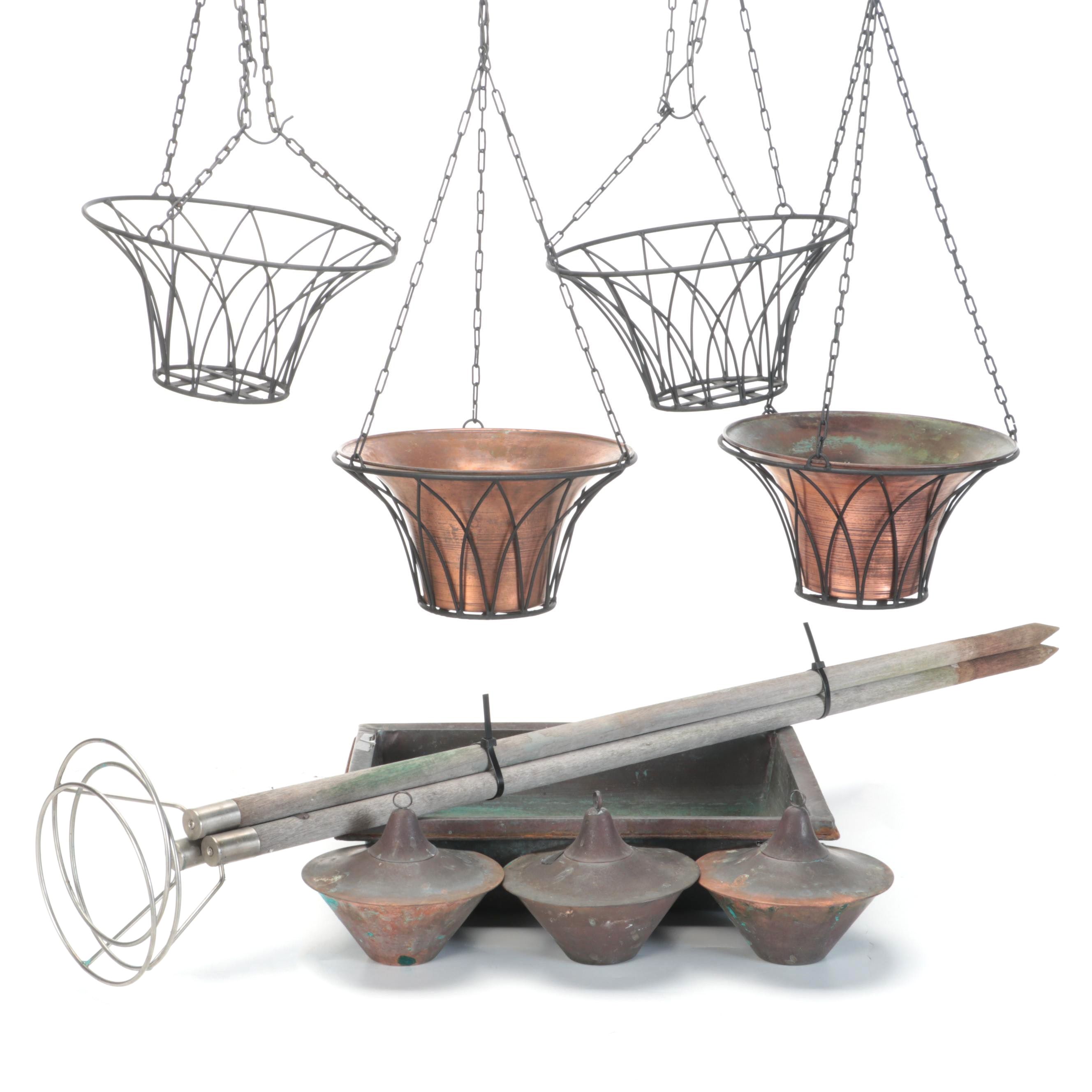 Smith & Hawken Copper Hanging Planters With Frontgate Torches and More