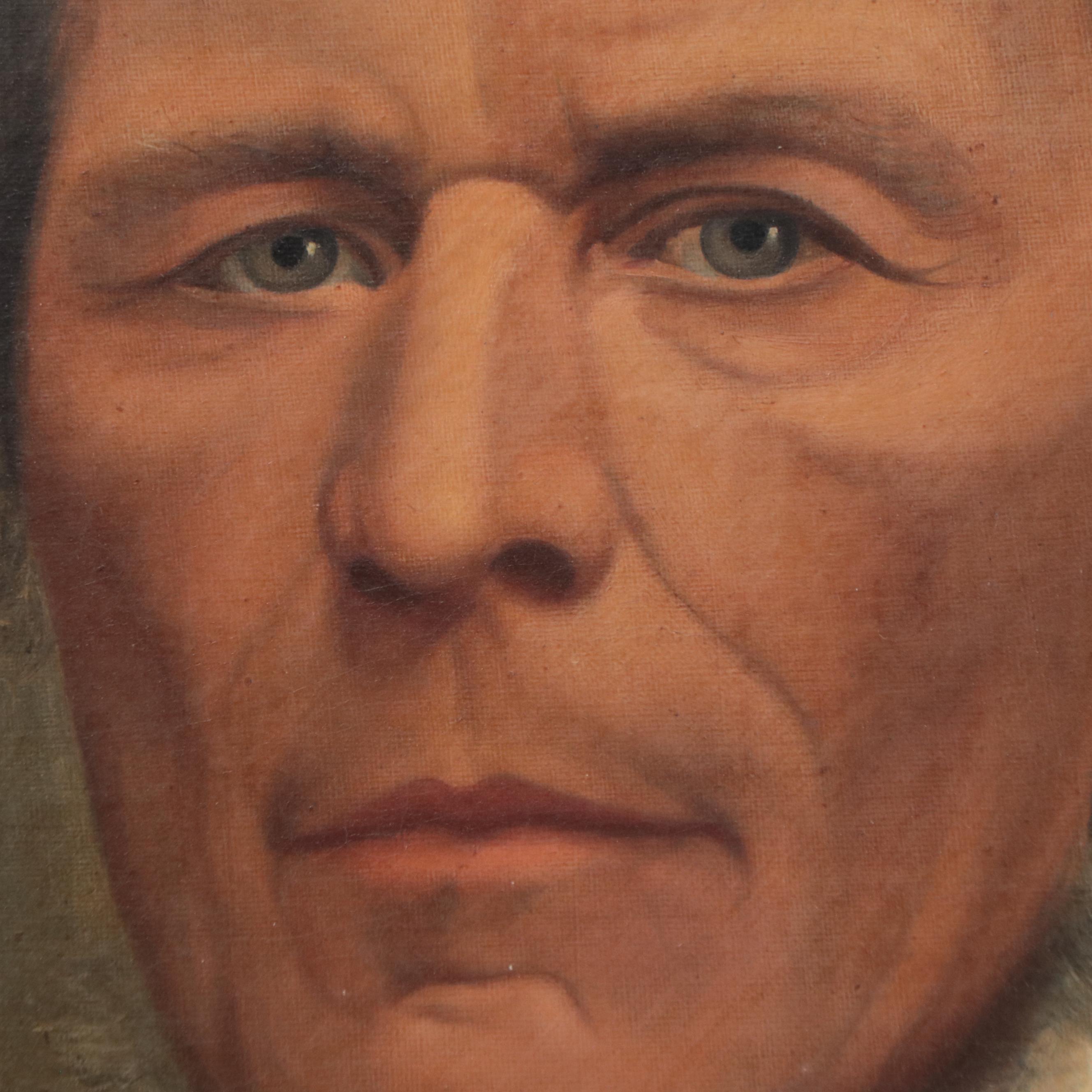 European School Portrait Oil Painting of a Man, Mid 19th Century