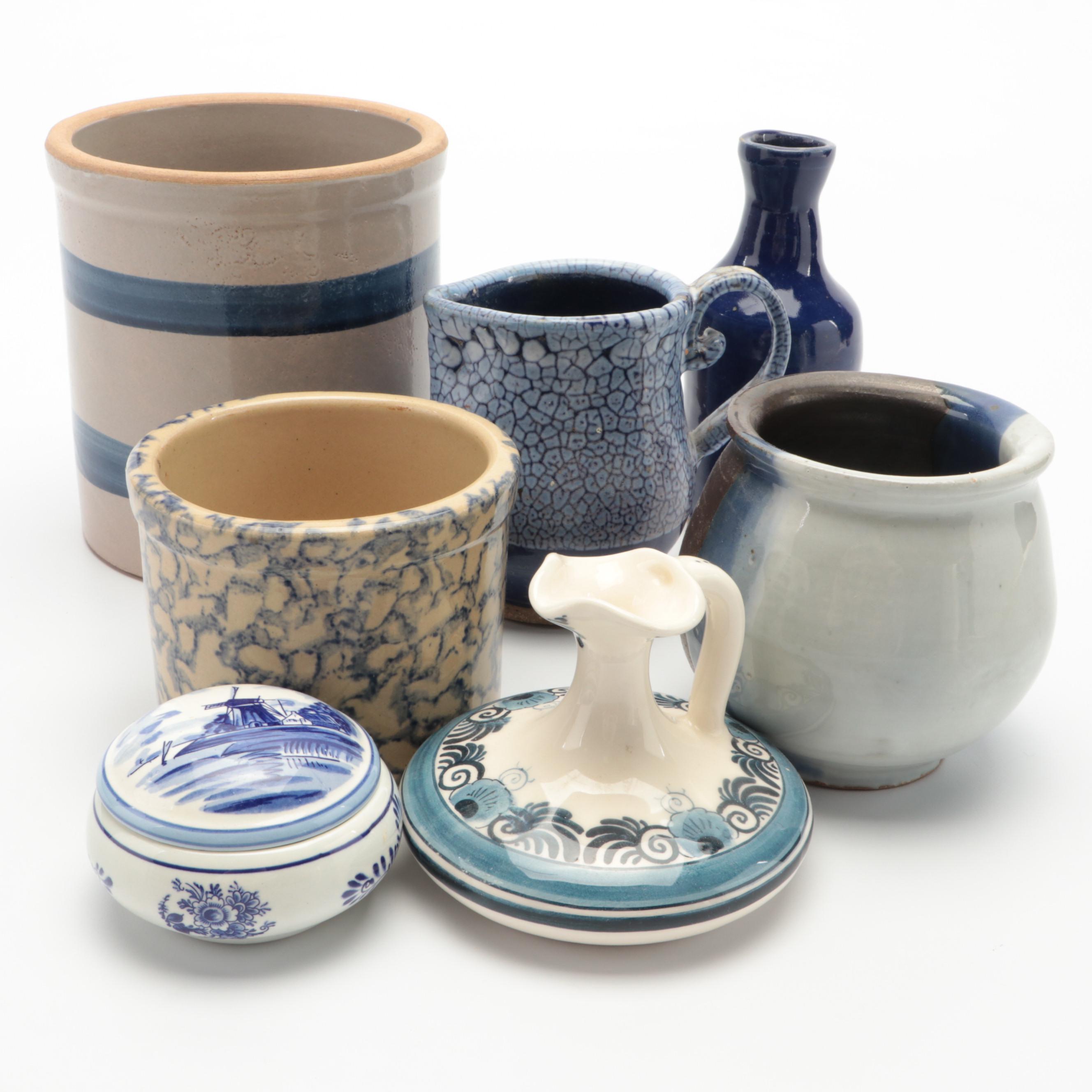 Dutch Delftware with American Blue and White Art Pottery Collection