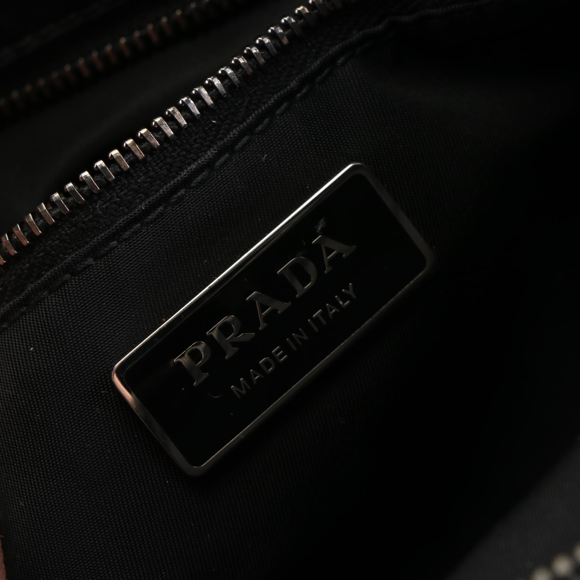 Prada Convertible Tote in Black Beaded Tessuto Nylon and Leather