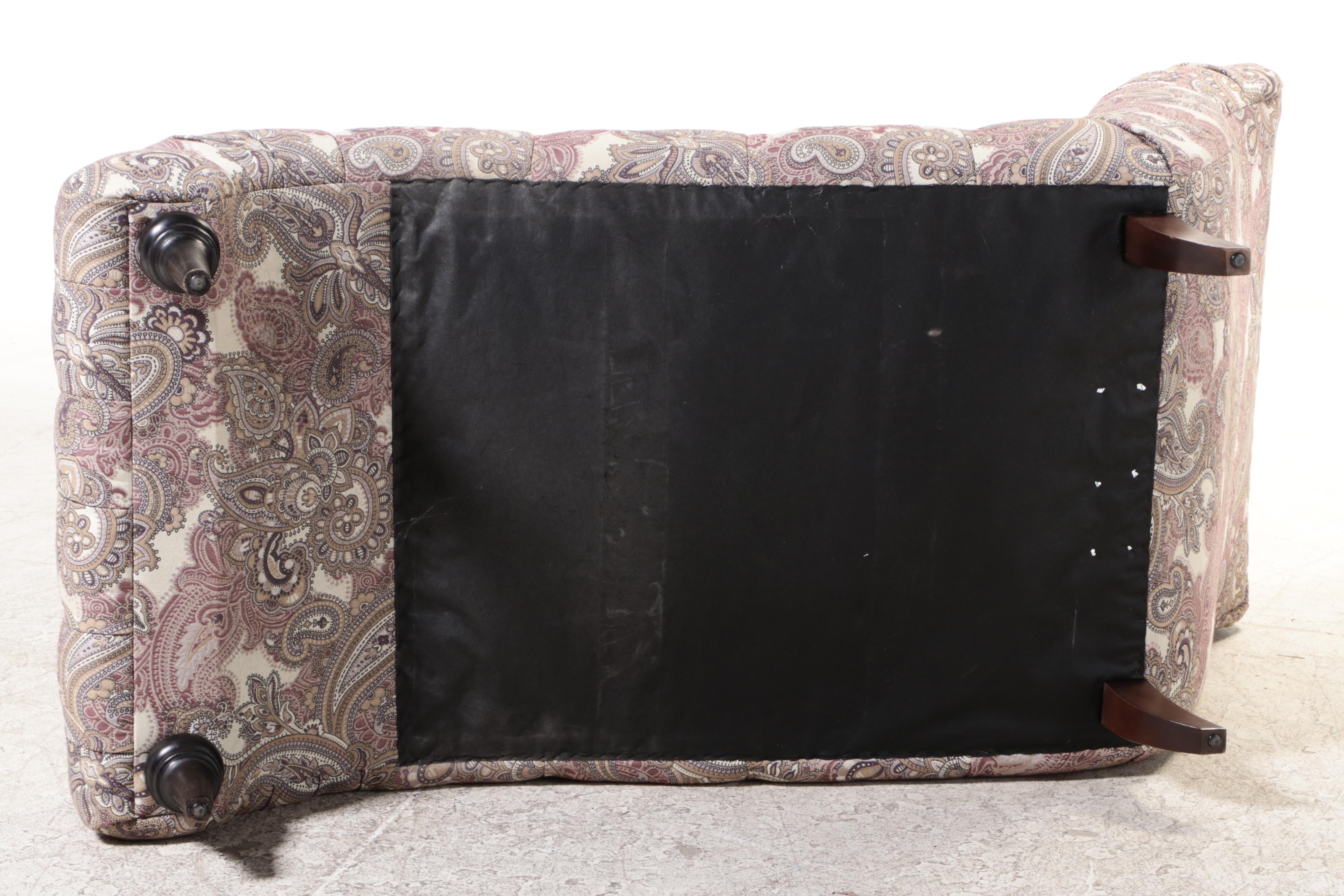 Victorian Style Paisley and Button-Tufted Contoured Chaise Lounge