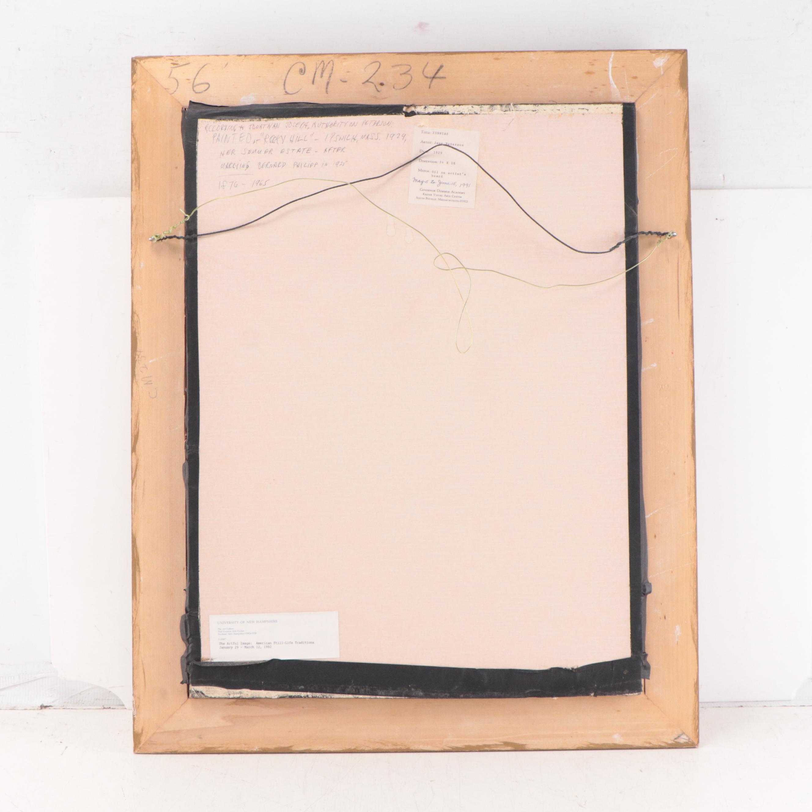 Jane Peterson Oil Painting "Zinnias," 1929