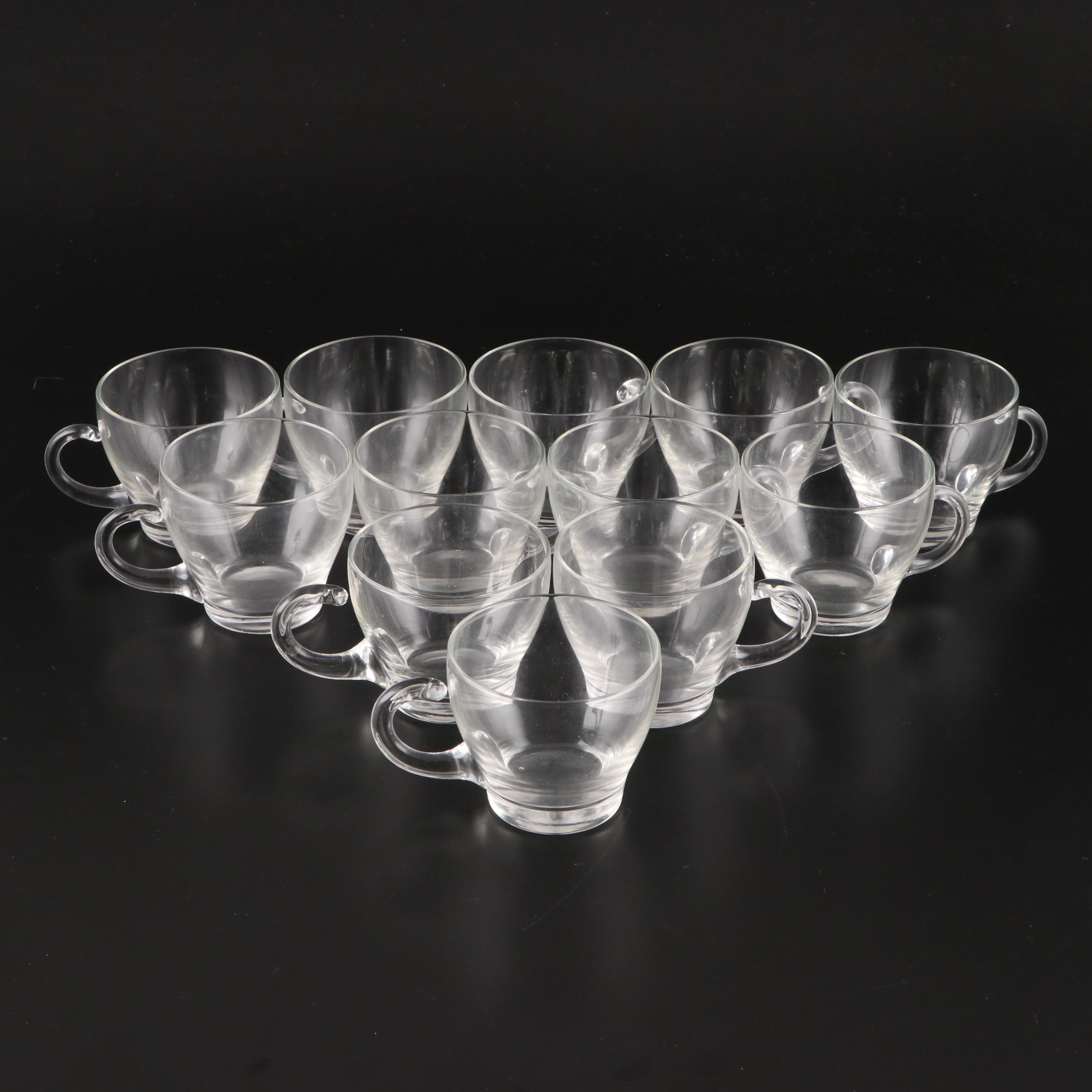 Clear Glass Punch Bowl with Glass Punch Cups