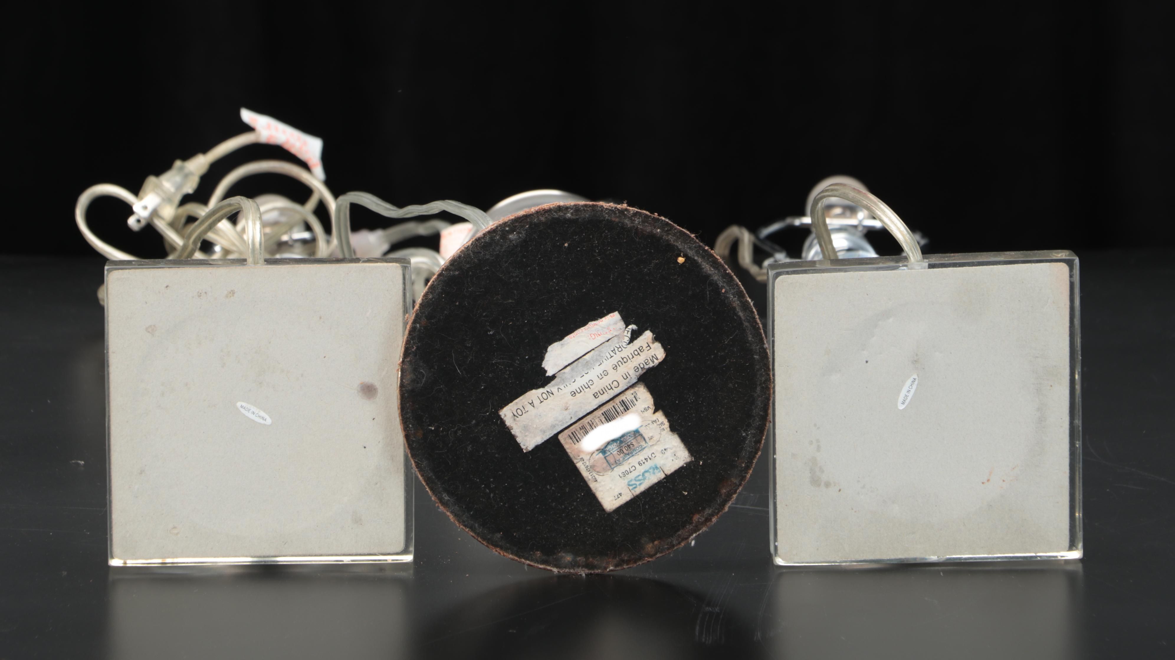 Three Stacked Orb Glass and Acrylic Table Lamps, Contemporary