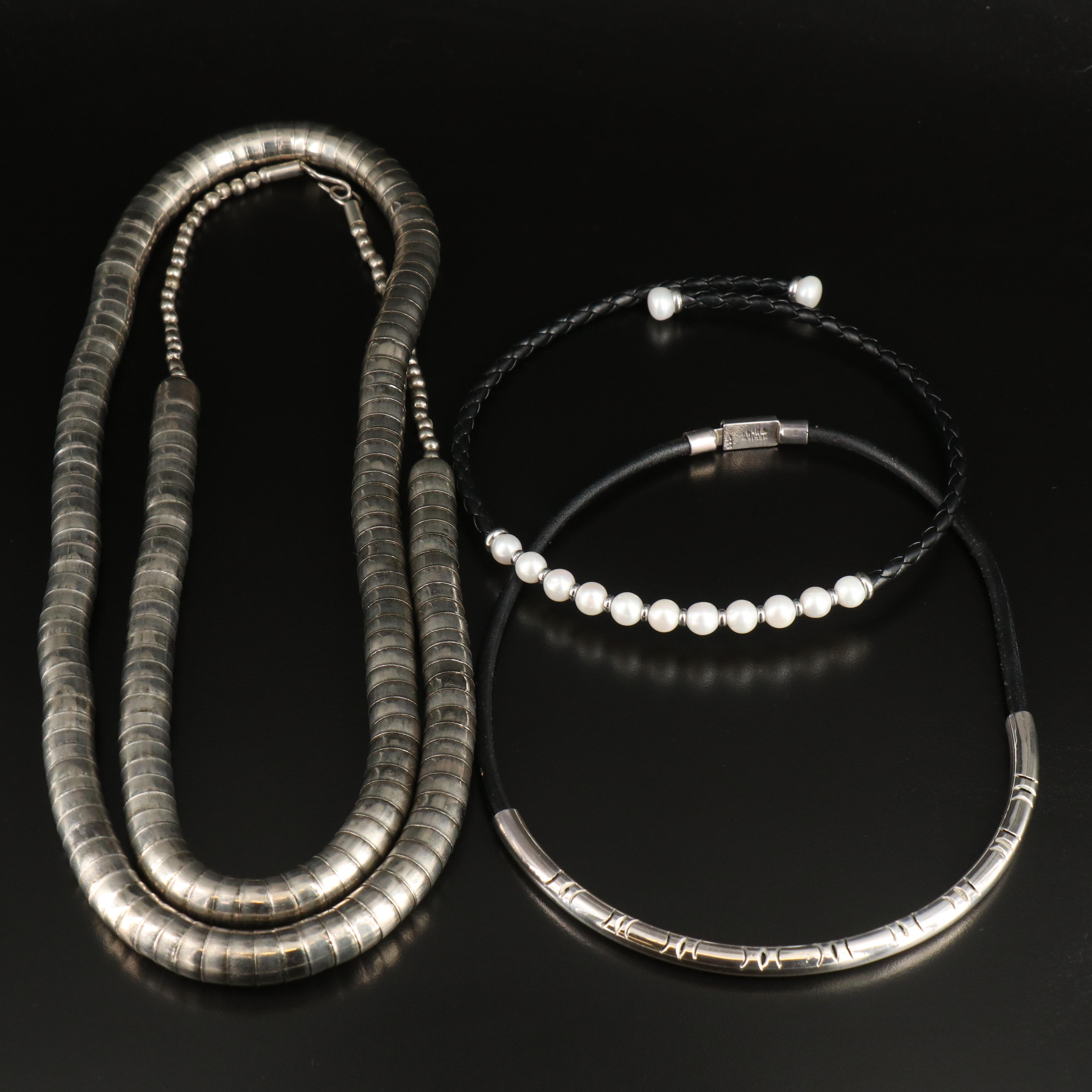Pearls and Mexican Sterling Featured in Necklace Trio