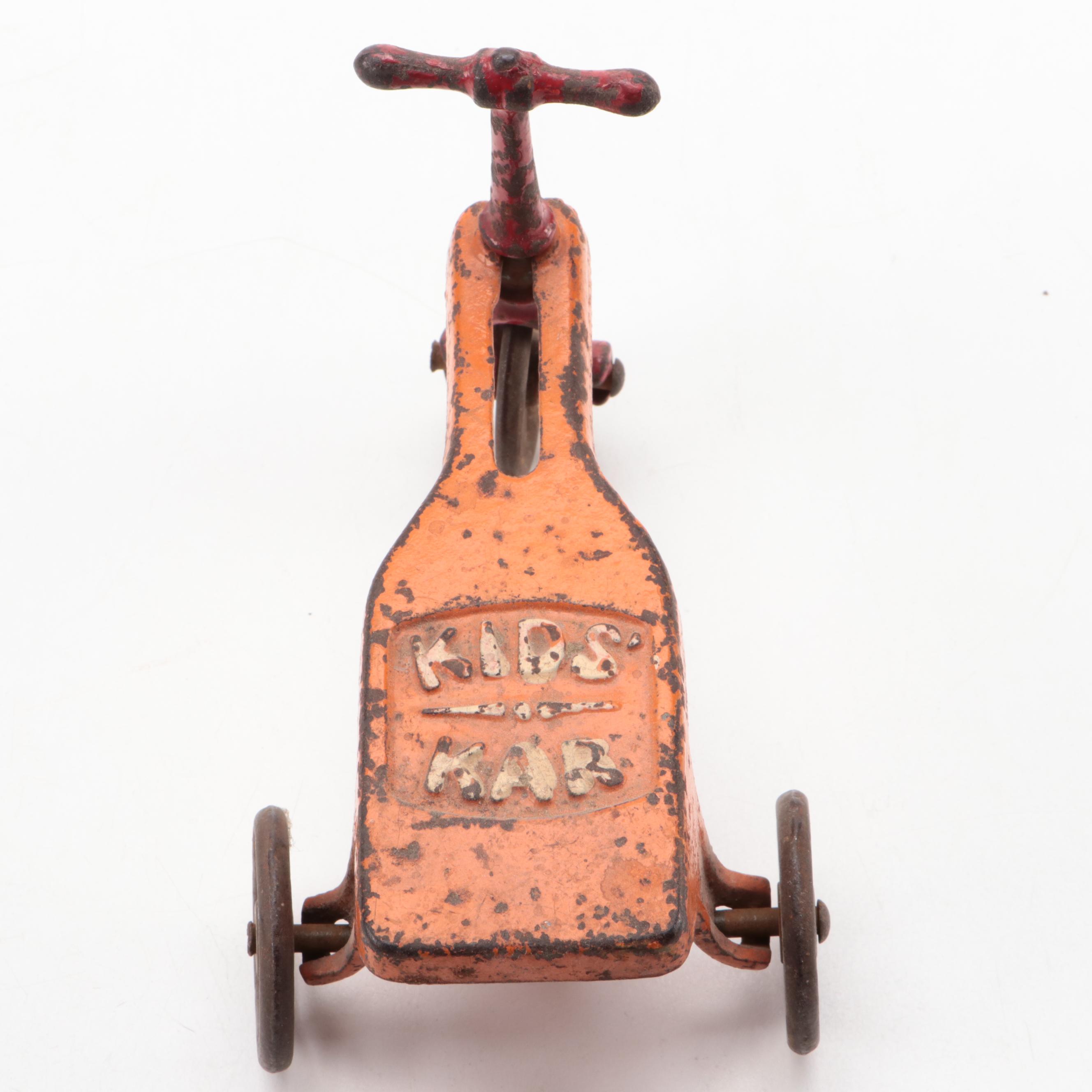 Simpson Cast Iron Fly Match Holder and Kids Kar Toy, Early to Mid-20th Century