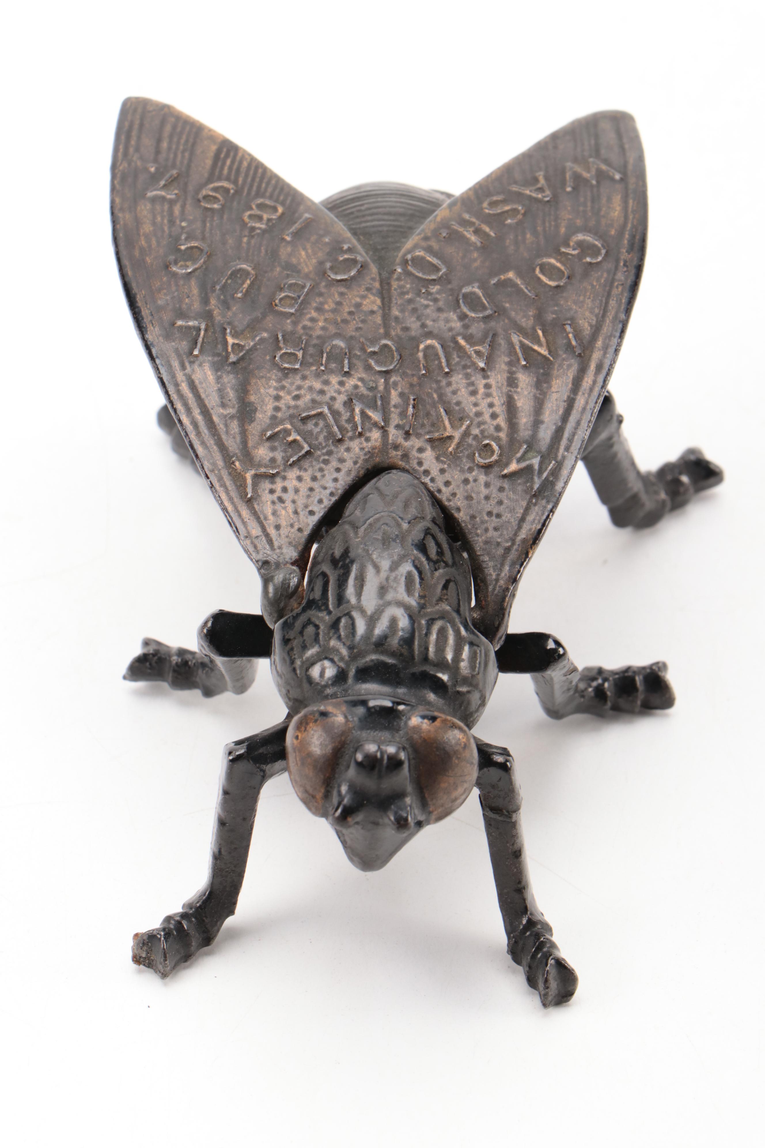 Simpson Cast Iron Fly Match Holder and Kids Kar Toy, Early to Mid-20th Century
