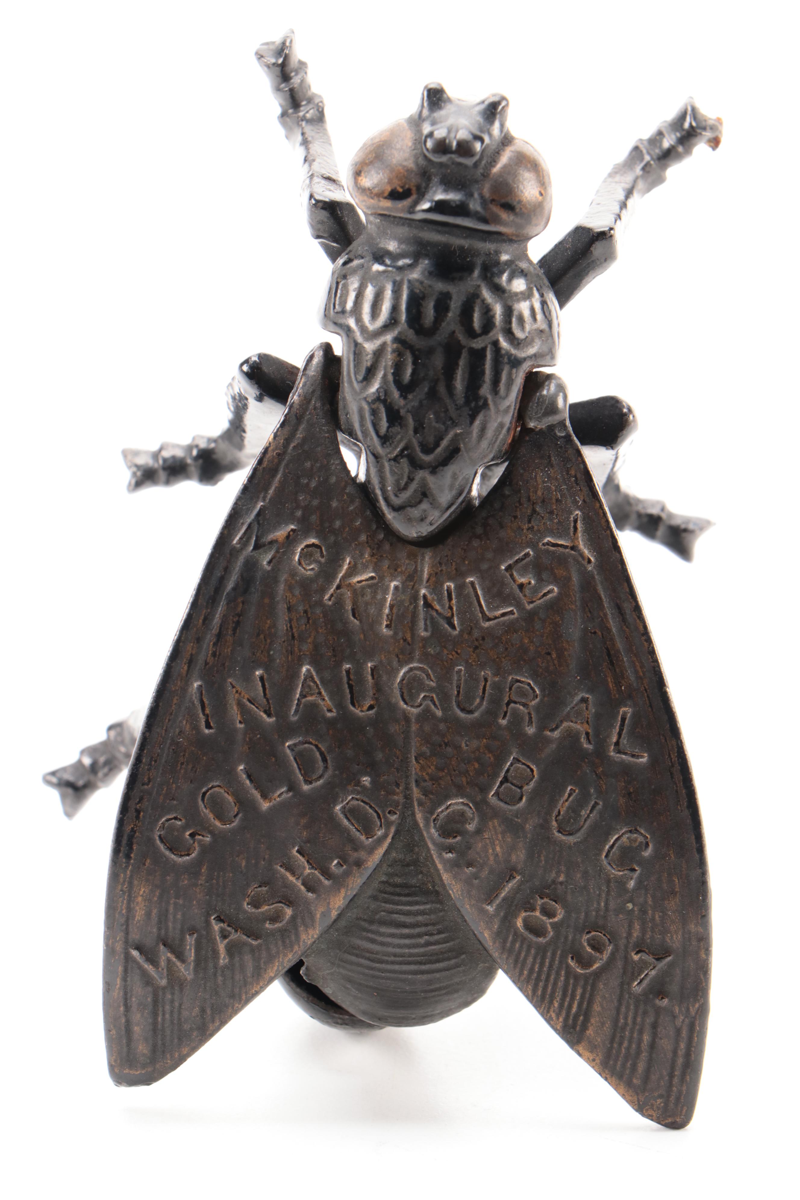Simpson Cast Iron Fly Match Holder and Kids Kar Toy, Early to Mid-20th Century