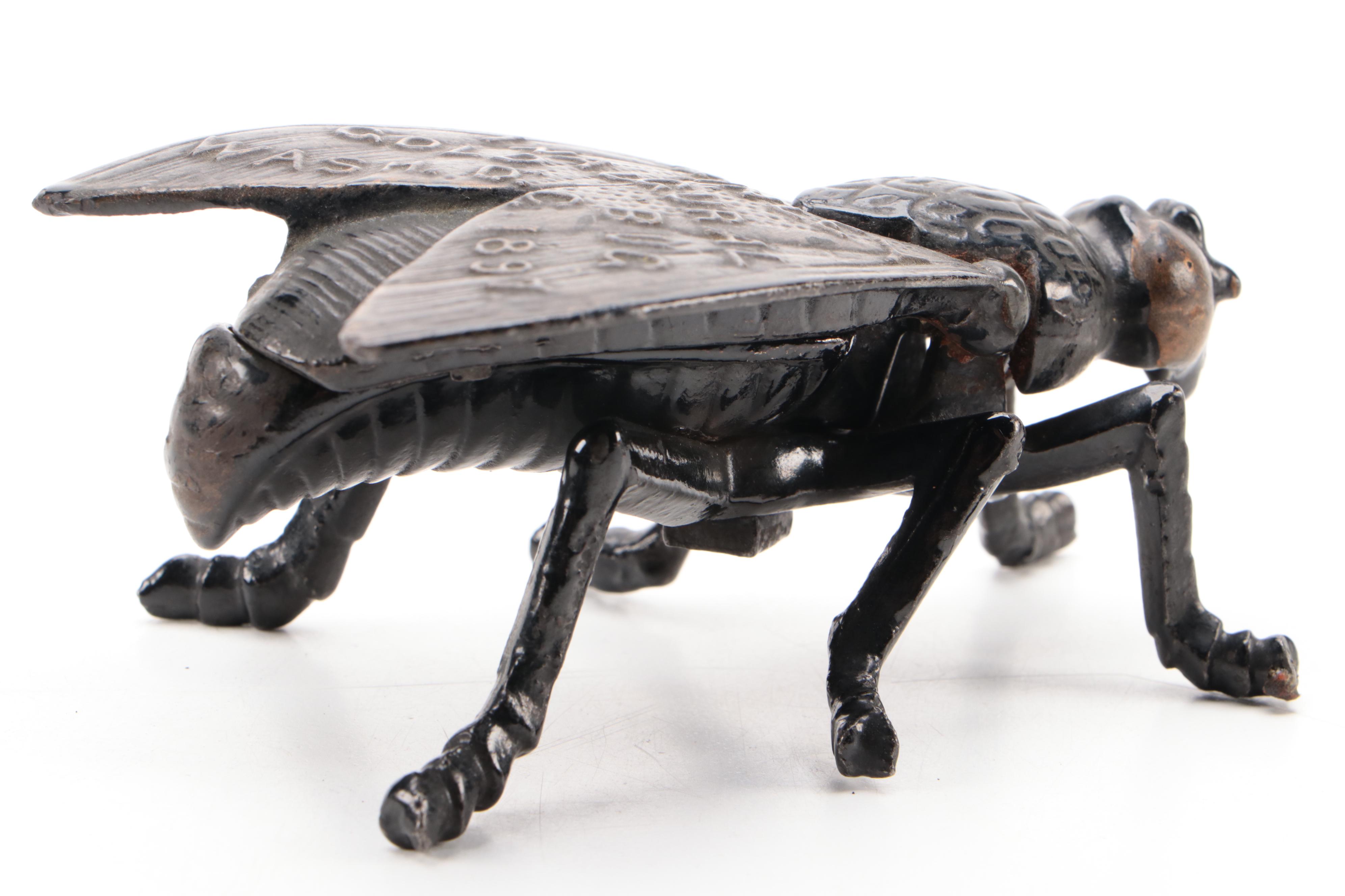 Simpson Cast Iron Fly Match Holder and Kids Kar Toy, Early to Mid-20th Century