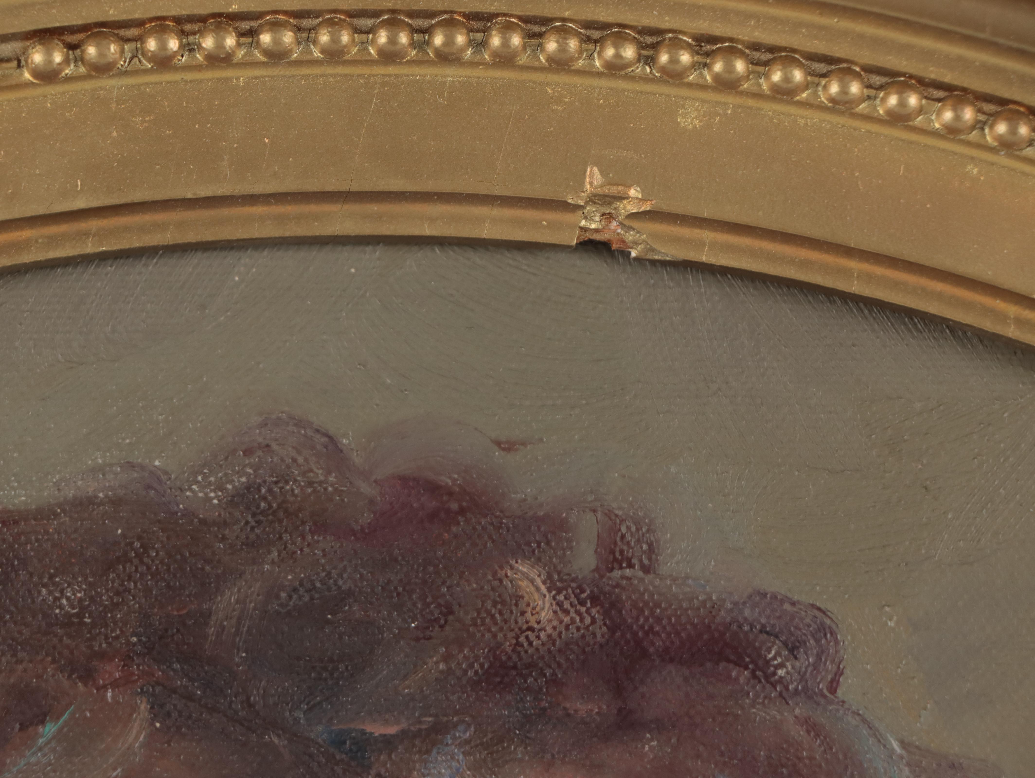 Portrait Oil Painting in Antique Cast Gesso Frame